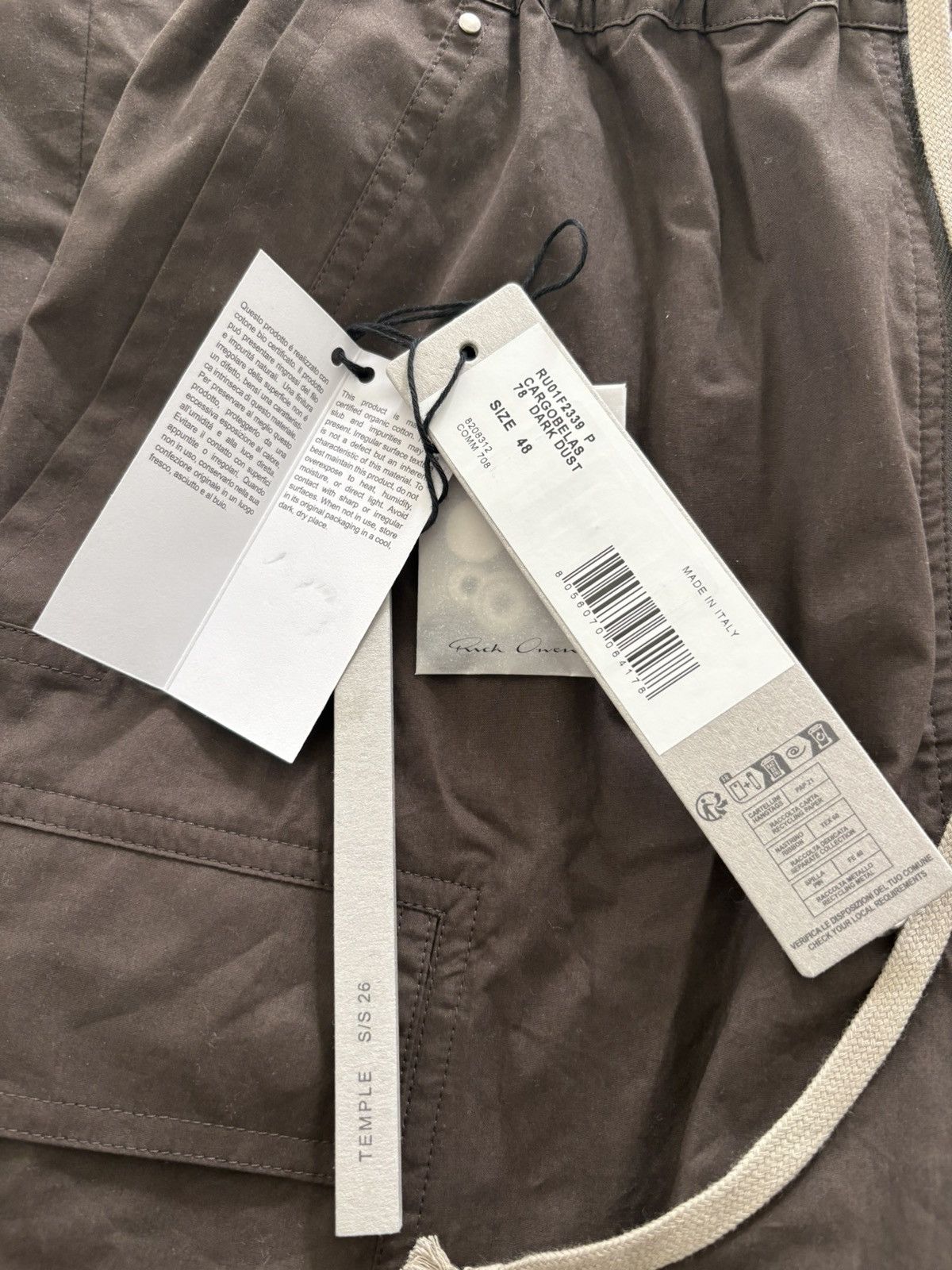 Rick Owens Rick owens s/s 26 Temple cotton cargobelas Size US 32 / EU 48 - 6 Thumbnail
