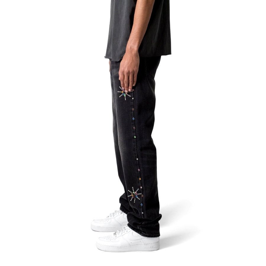 MNML MNML Men's Washed Black V376 Studded Baggy Denim Jeans 32 Size US 32 / EU 48 - 9 Thumbnail