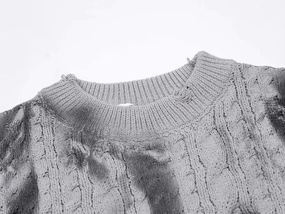 Japanese Brand × Vintage Grunge Frayed Pullover Hole Retro Sweater Size US L / EU 52-54 / 3 - 3 Thumbnail
