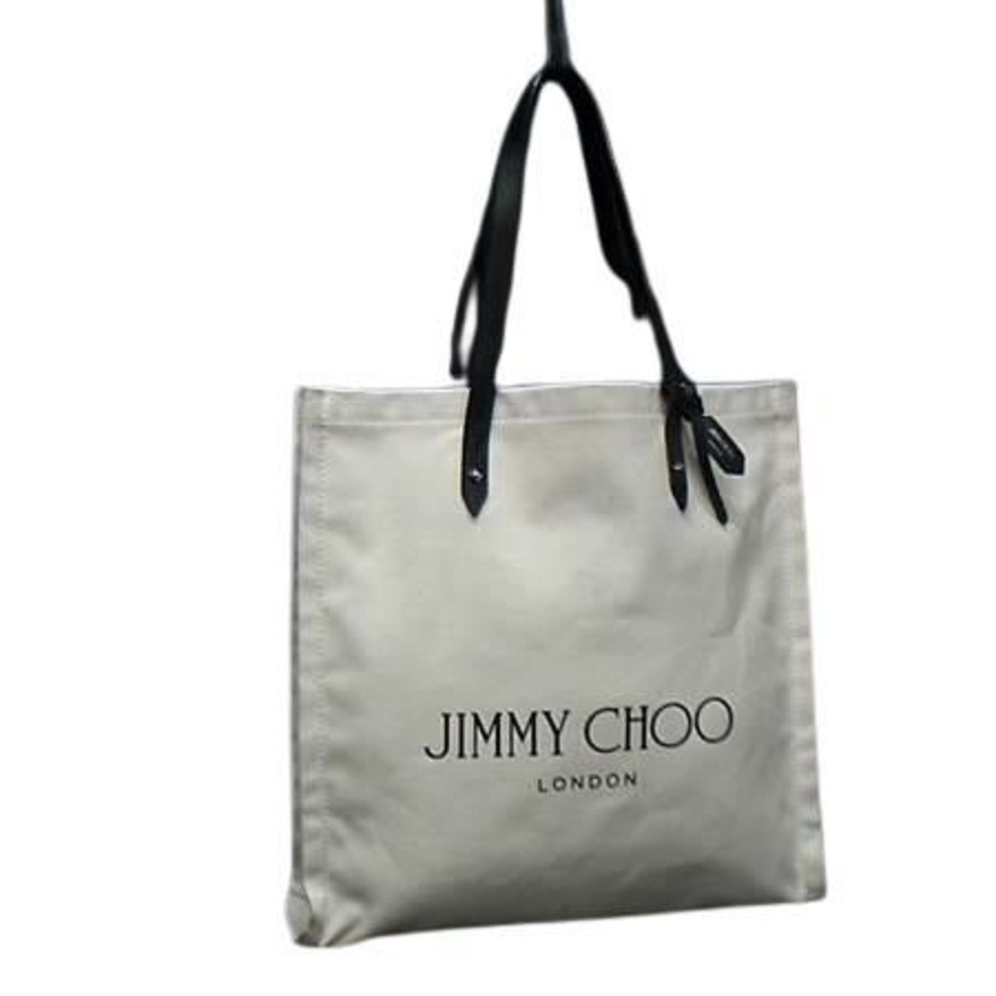 Jimmy Choo JIMMY CHOO Tote Bag, Canvas and Leather, White, Women's Size ONE SIZE - 1 Thumbnail