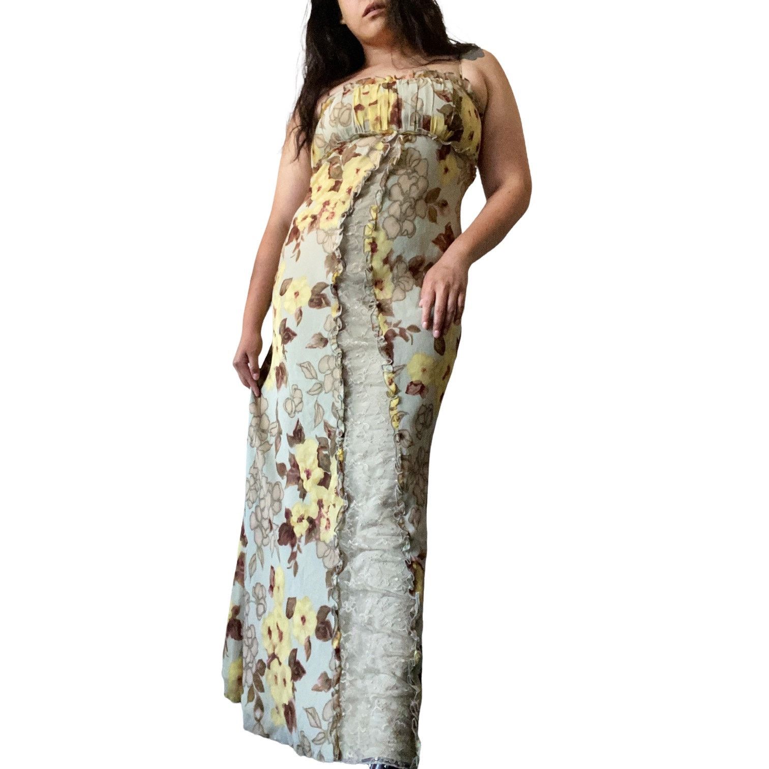 Vintage Vintage ABS Empire Waist Floral Y2K Maxi Dress Size XL / US 12-14 / IT 48-50 - 1 Thumbnail