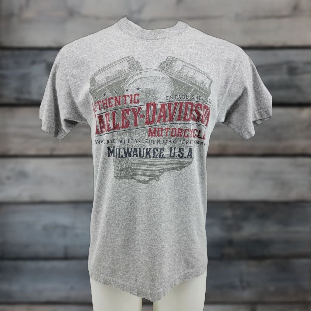 Harley Davidson Harley-Davidson Gray Mens Medium Graphic T Shirt Louisville Kentucky Casual Crew Neck Short Sleeve Vintage: No Size US M / EU 48-50 / 2 - 1 Thumbnail