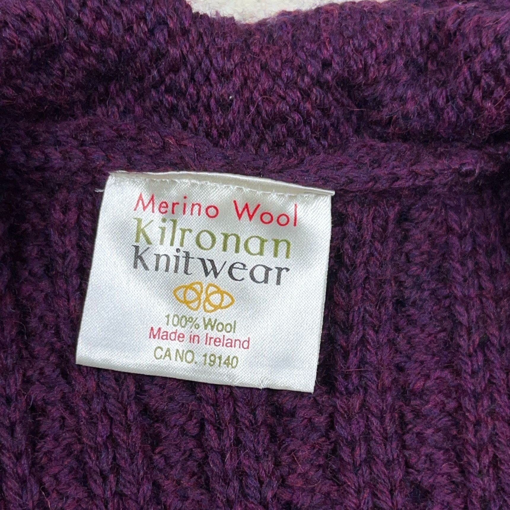 Vintage Kilronan Knitwear Sweater Vest Women XL Purple Wool Cable-Knit Open Front Cardigan Knitwear Pattern Solid Winter Fall Womens Kilronan Rib Cable Vest Size XL / US 12-14 / IT 48-50 - 3 Thumbnail