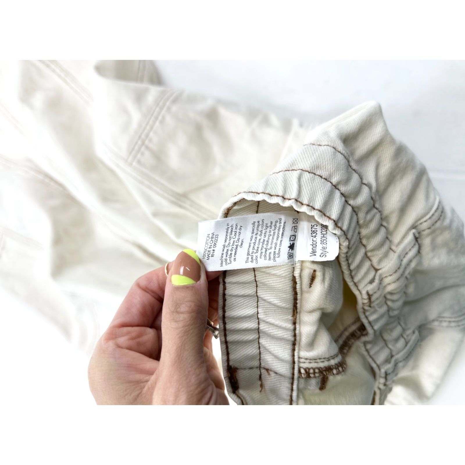 Pacsun PacSun Pants Womens Large Ivory Cargo Pocket Double Stitch Comfort Elastic Waist Pants Size 36" / US 14 / IT 50 - 6 Thumbnail