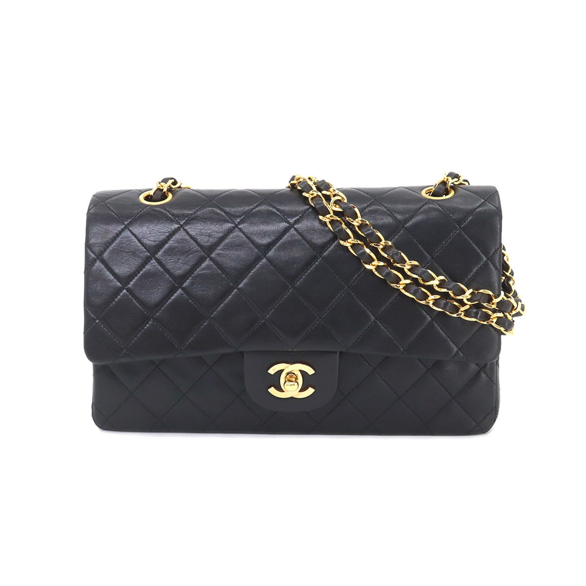 Chanel CHANEL Matelasse 25 Chain Shoulder Bag Leather Black A01112