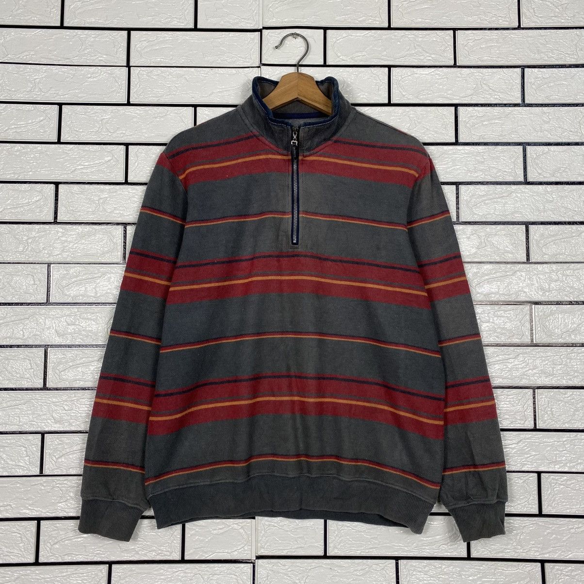 Issey Miyake 📌Vintage Anorak Sweatshirt Simple Life Striped Size US L / EU 52-54 / 3 - 2 Thumbnail