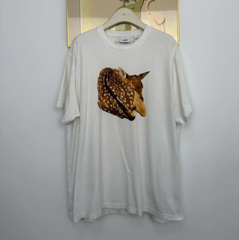 Burberry Burberry Summer White Cotton Graphic T-Shirt Size L / US 10 / IT 46 - 1 Thumbnail