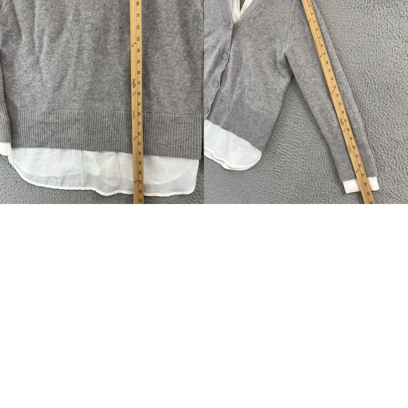 Vintage Magaschoni Cashmere Sweater Women’s Large Gray Long Sleeve Layered Cardigan Knit Size L / US 10 / IT 46 - 9 Thumbnail