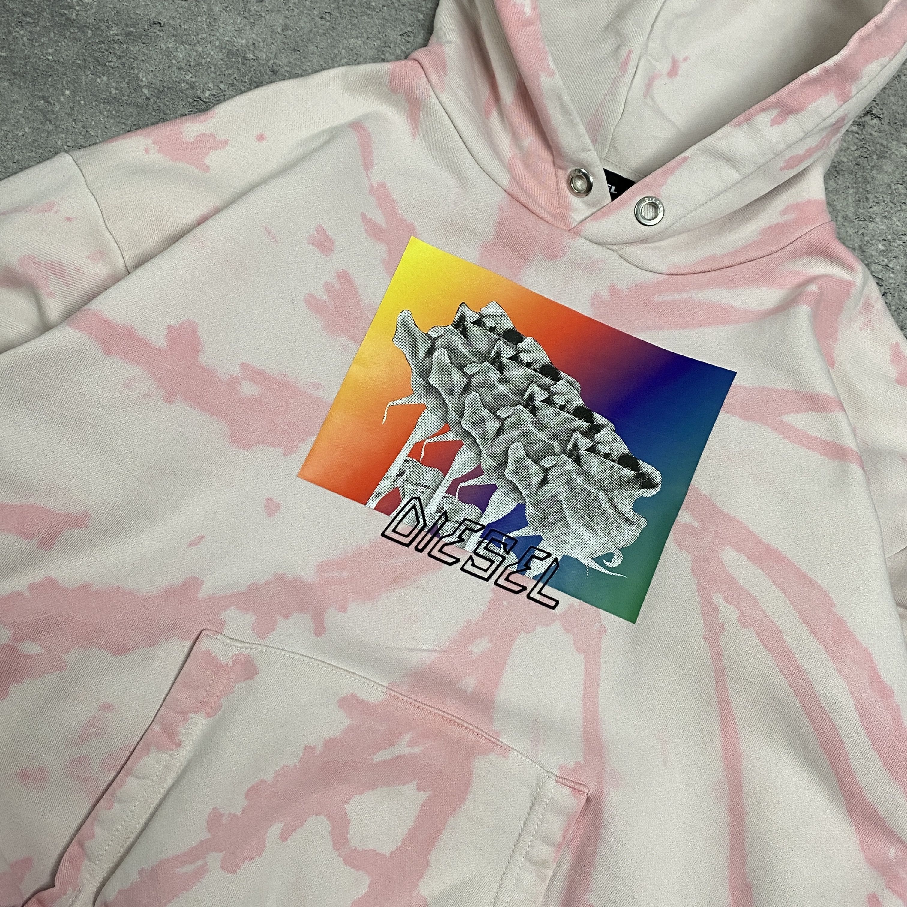 Diesel Diesel tie dye white pink boxy hoodie - L/XL Size XL / US 12-14 / IT 48-50 - 3 Thumbnail