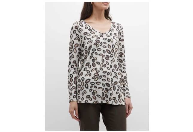 NIC+ZOE NIC+ZOE Tossed Neutrals Print Thick Fabric Women’s Tee Size L / US 10 / IT 46 - 1 Thumbnail