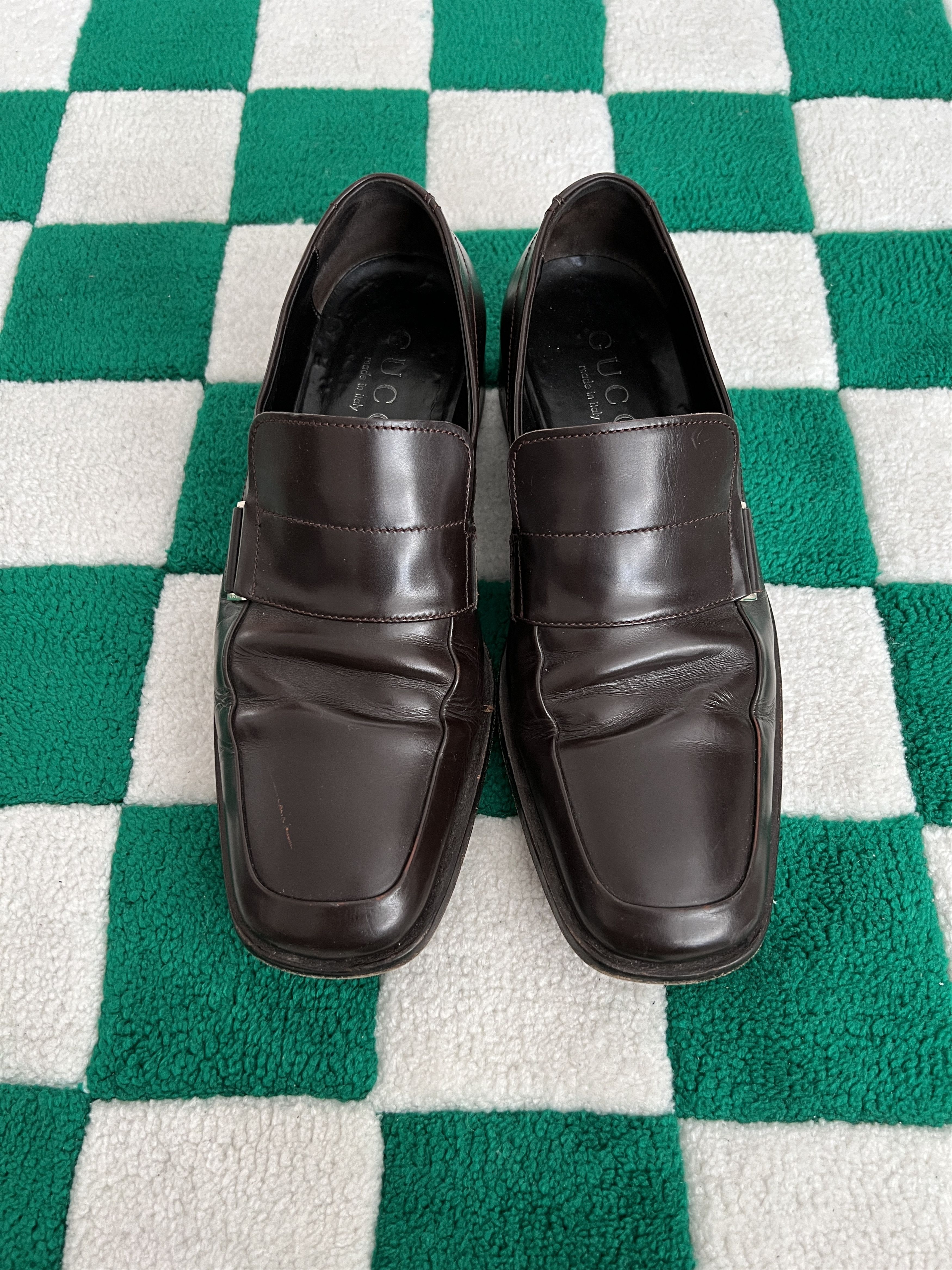 Gucci Gucci Vintage Leather Loafers Shoes Dark Brown Size 41