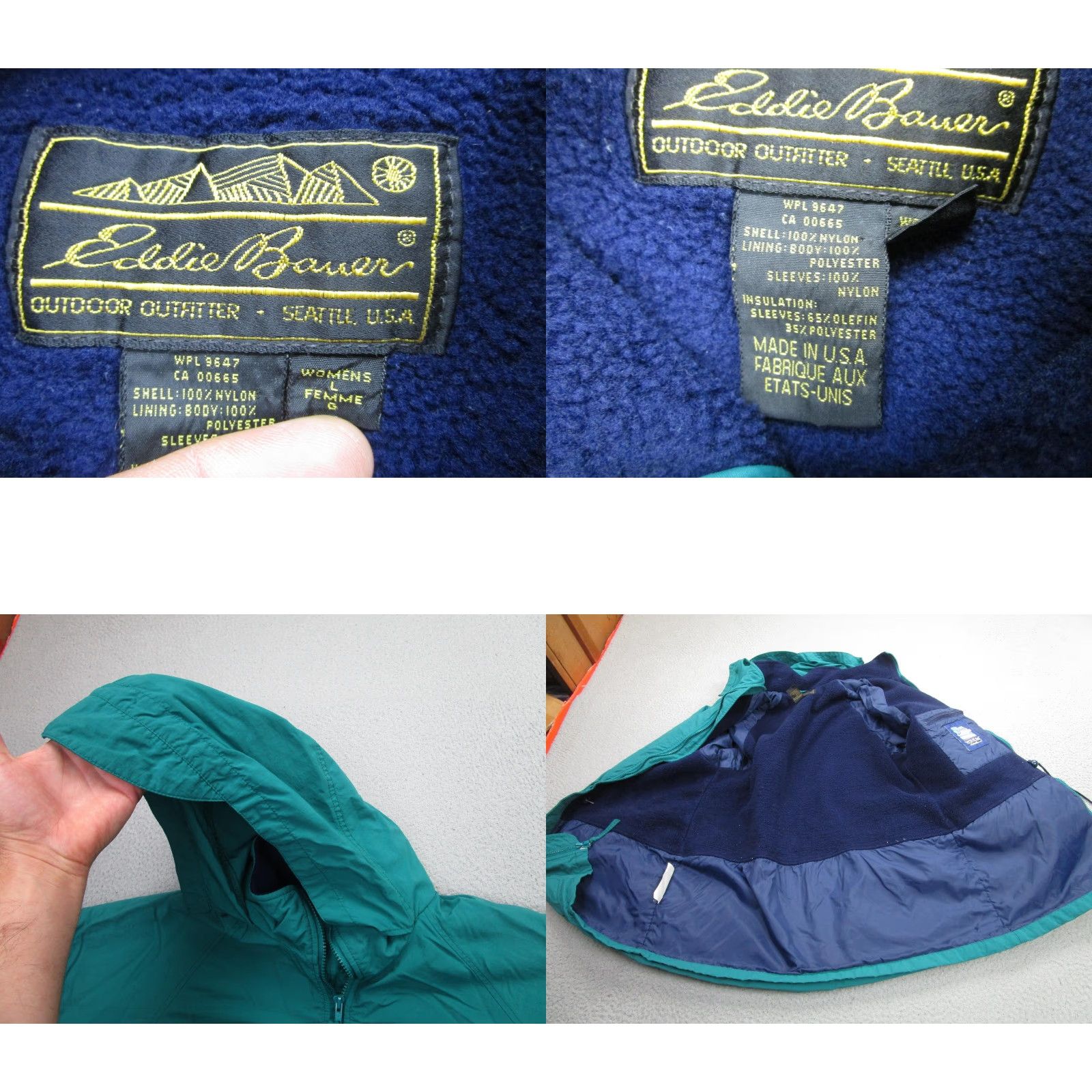 Eddie Bauer Eddie Bauer Parka Womens Large Teal WINDFoil Hooded Fleece Lined Nylon Made USA Size L / US 10 / IT 46 - 8 Thumbnail