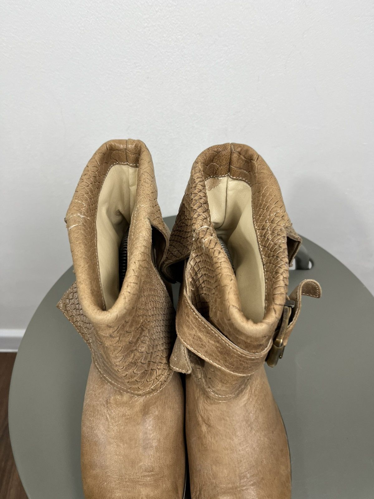 Other Avant Garde Leather Buckle Ankle Boots EU 38 Brown Textured Size US 7 / IT 37 - 5 Thumbnail
