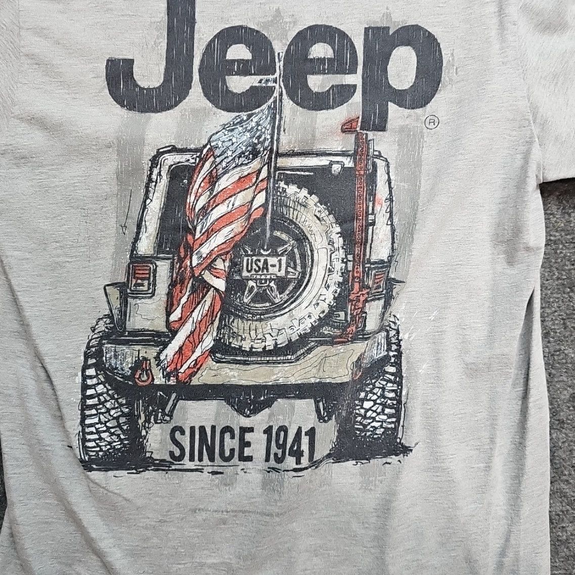 Jeep Jeep USA T-shirt Men MD Tee Shirt Back Print Gray Shirt Tee Regular Medium White? Size US M / EU 48-50 / 2 - 2 Thumbnail