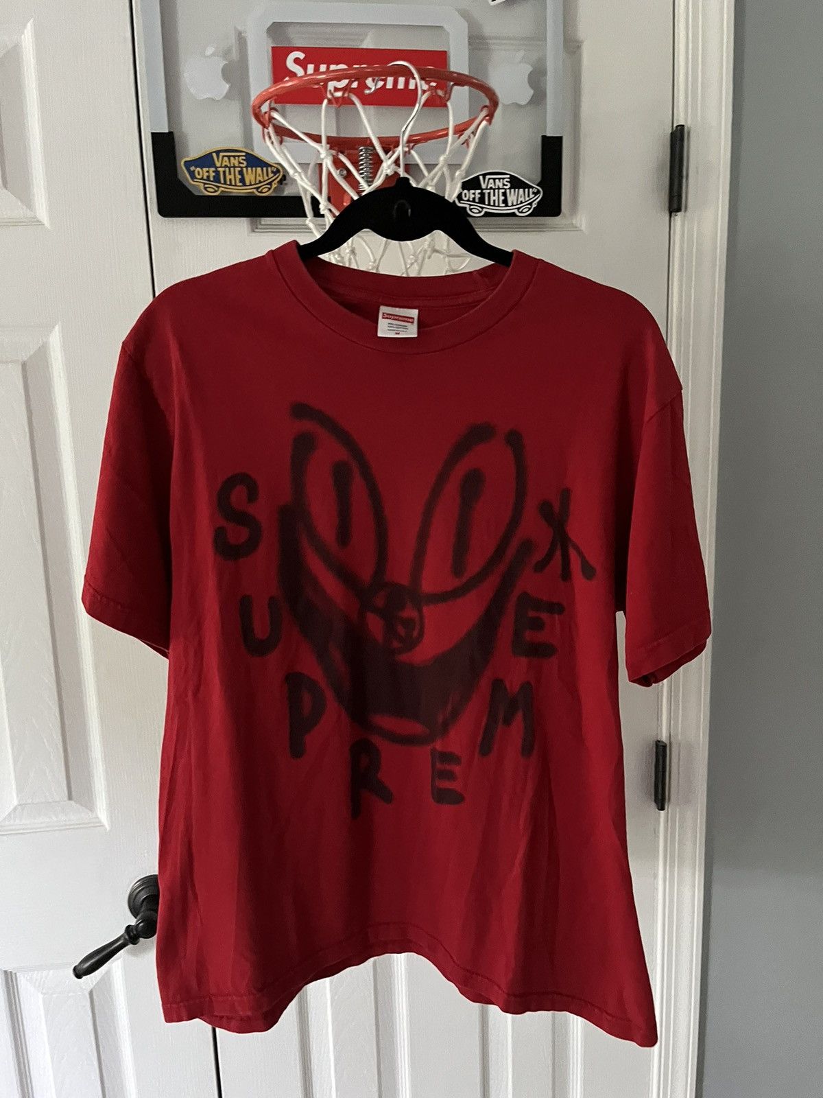 Supreme smile hot sale tee red