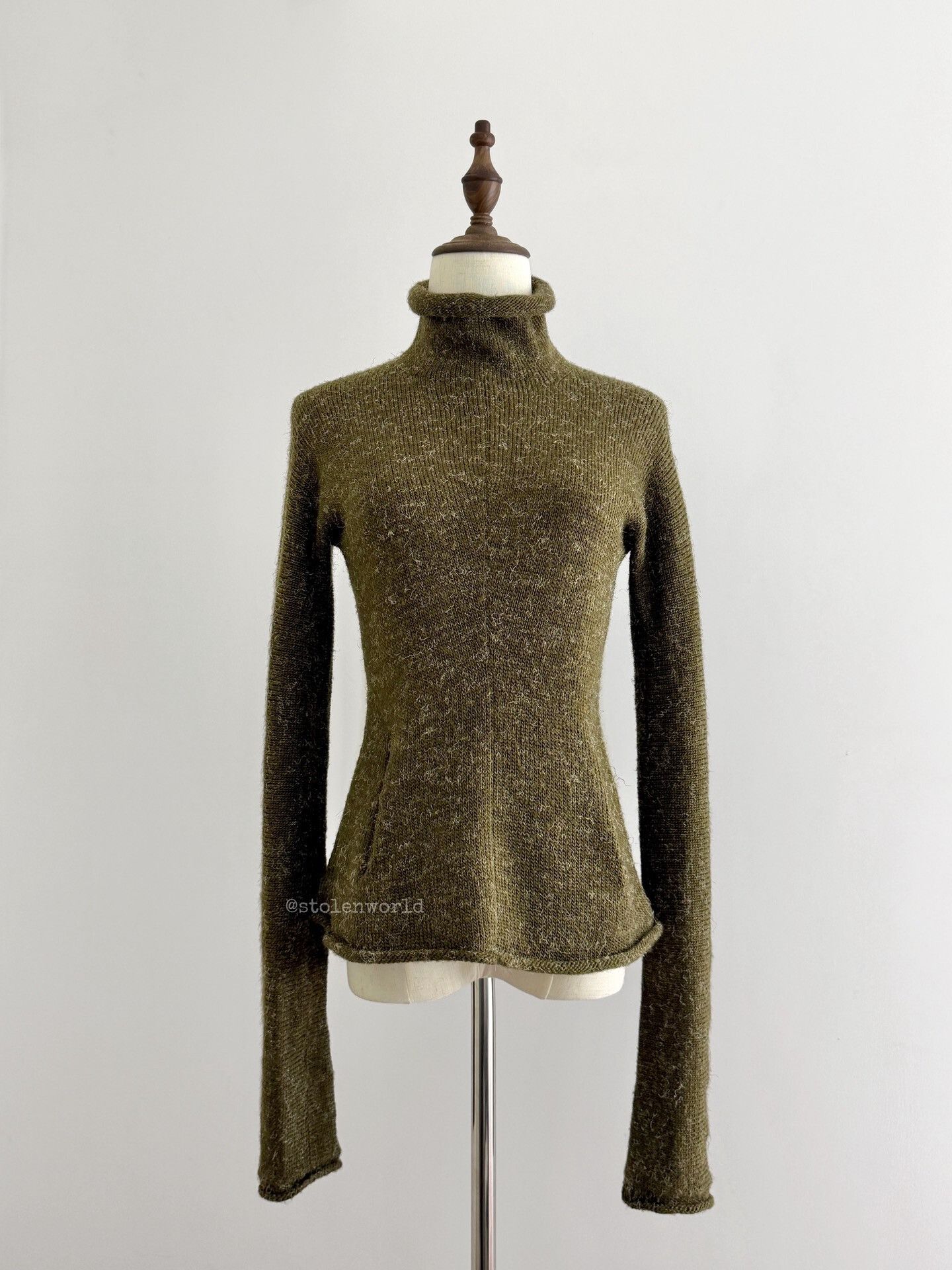 Y's Green Knitted Roll Neck Top with Pockets Size M / US 6-8 / IT 42-44 - 1 Thumbnail