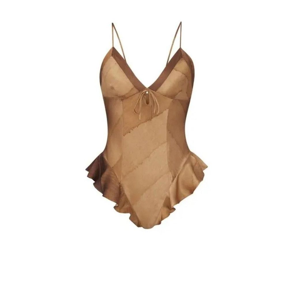 SKIMS Skims Oak Silk Teddy Bodysuit Size ONE SIZE - 1 Thumbnail
