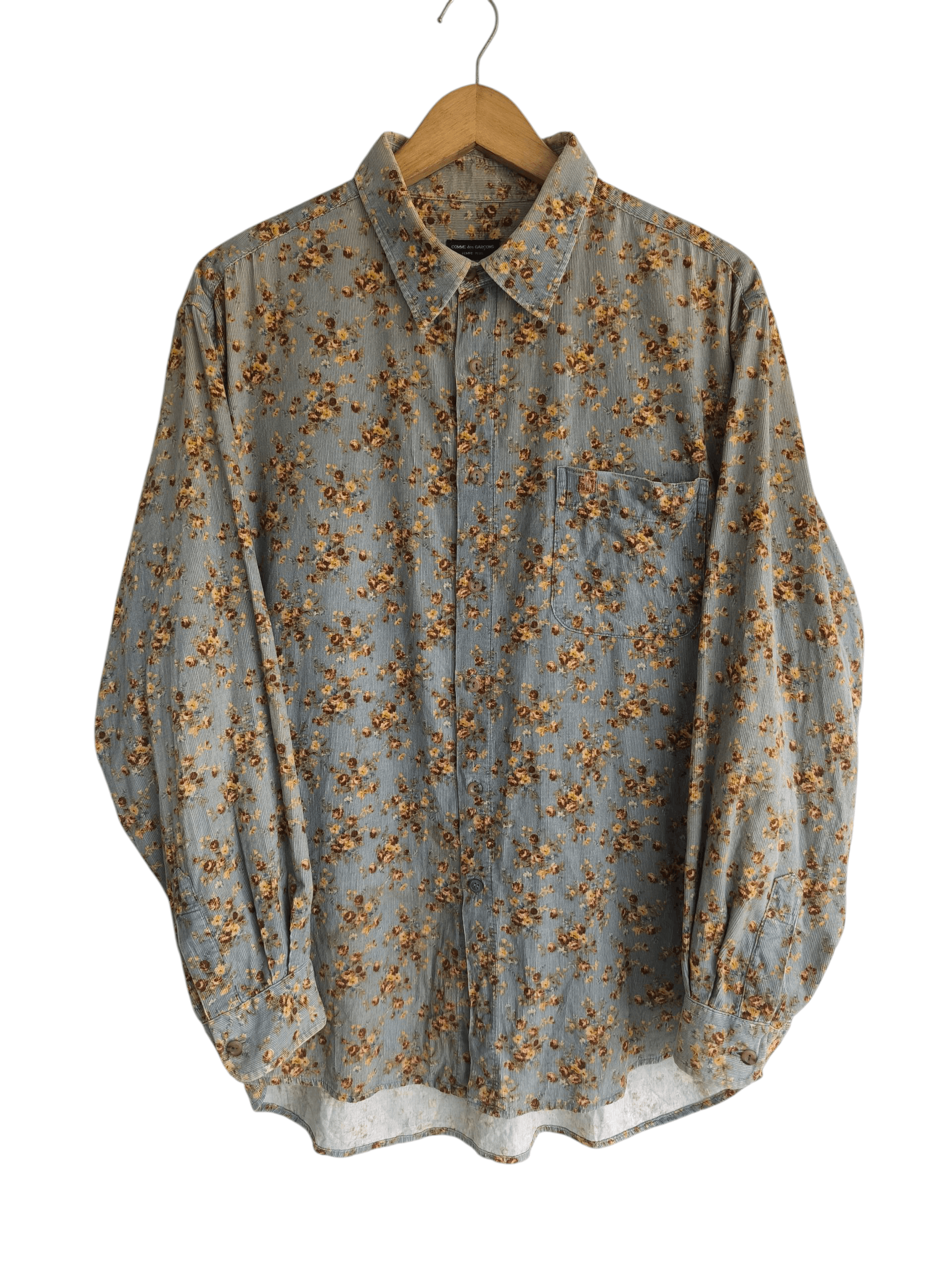 90s Comme des Garcons Corduroy flower pattern shirt