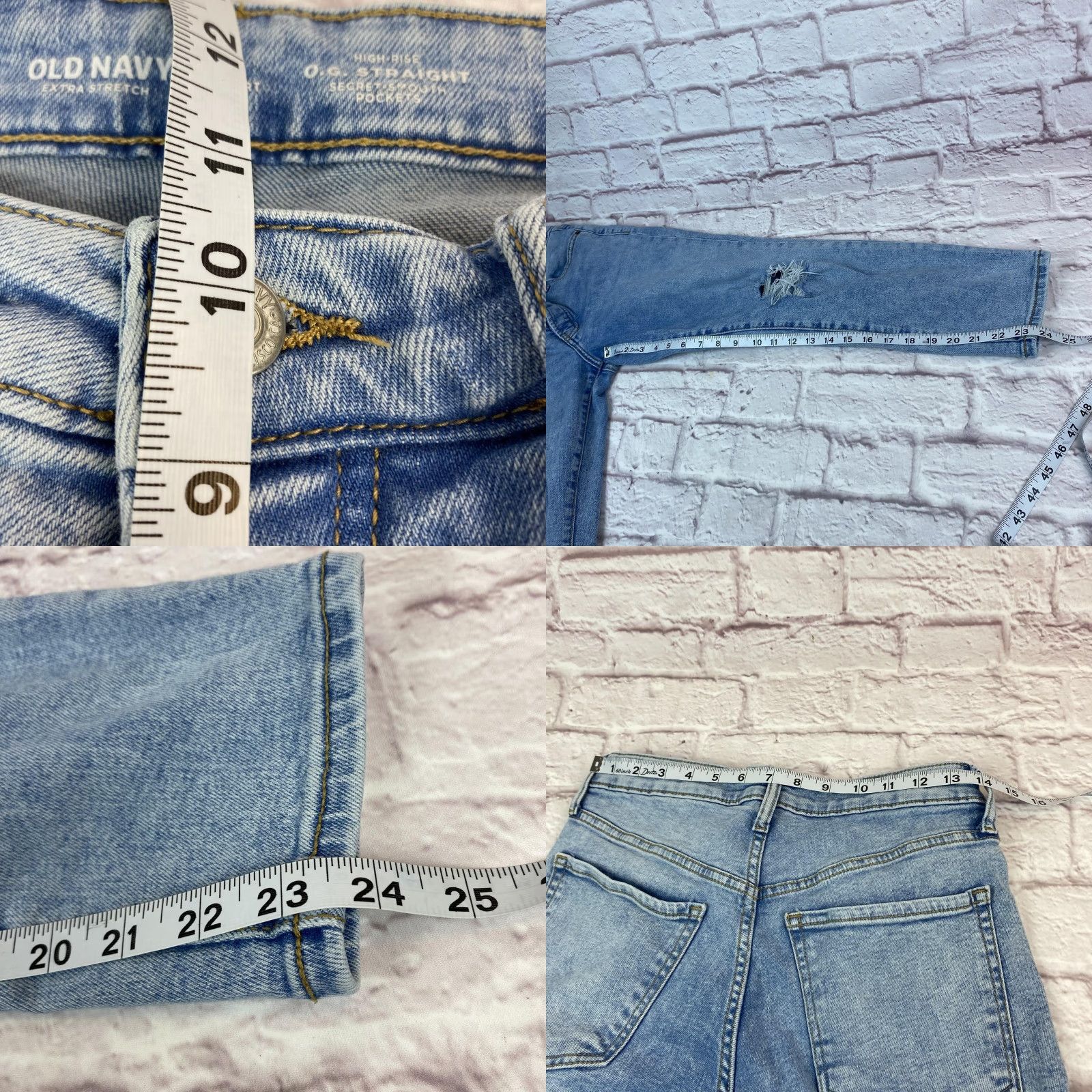 Old Navy Old Navy Jeans Womens 6 Short O.G. Straight High Rise Distressed Stretch Denim Jeans Womens Distressed Blue 90s? Size 28" / US 6 / IT 42 - 8 Thumbnail