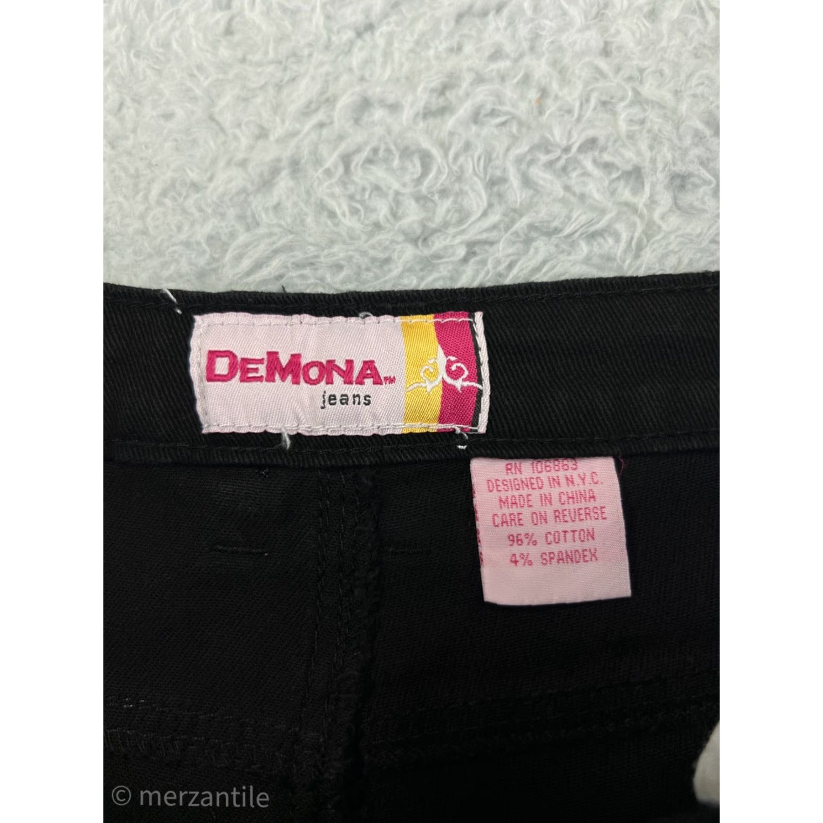 Vintage Demona Black Jeans Womens 32 Denim Bootcut High Rise Cotton Blend Stretch Pant Size 24" / US 00 / IT 34 - 4 Thumbnail