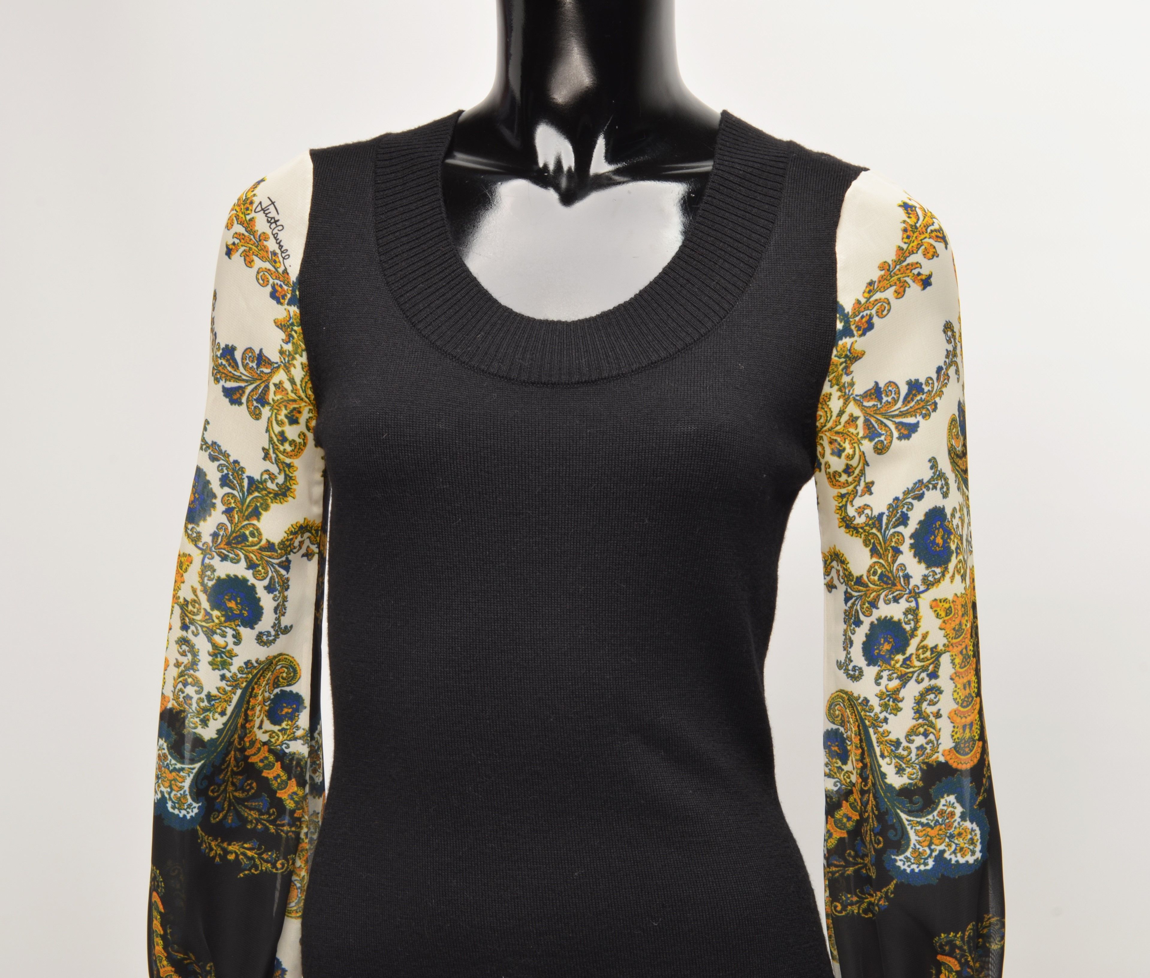 Just Cavalli Just Cavalli Stunning Wool Dress with Mesh Sleeves Size XS / US 0-2 / IT 36-38 - 2 Thumbnail