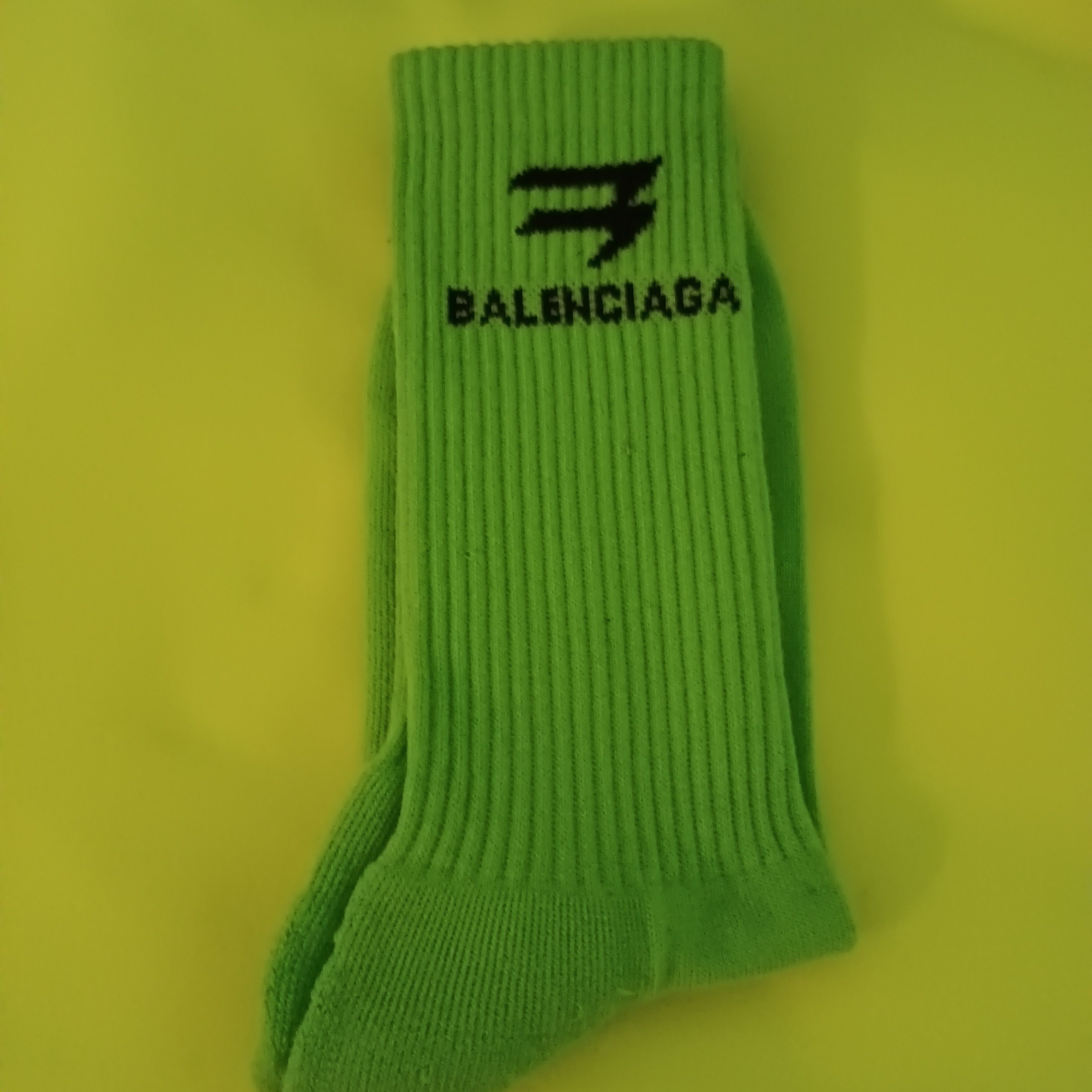 Neon Green Sport Sock by Balenciaga NWT Sz XL