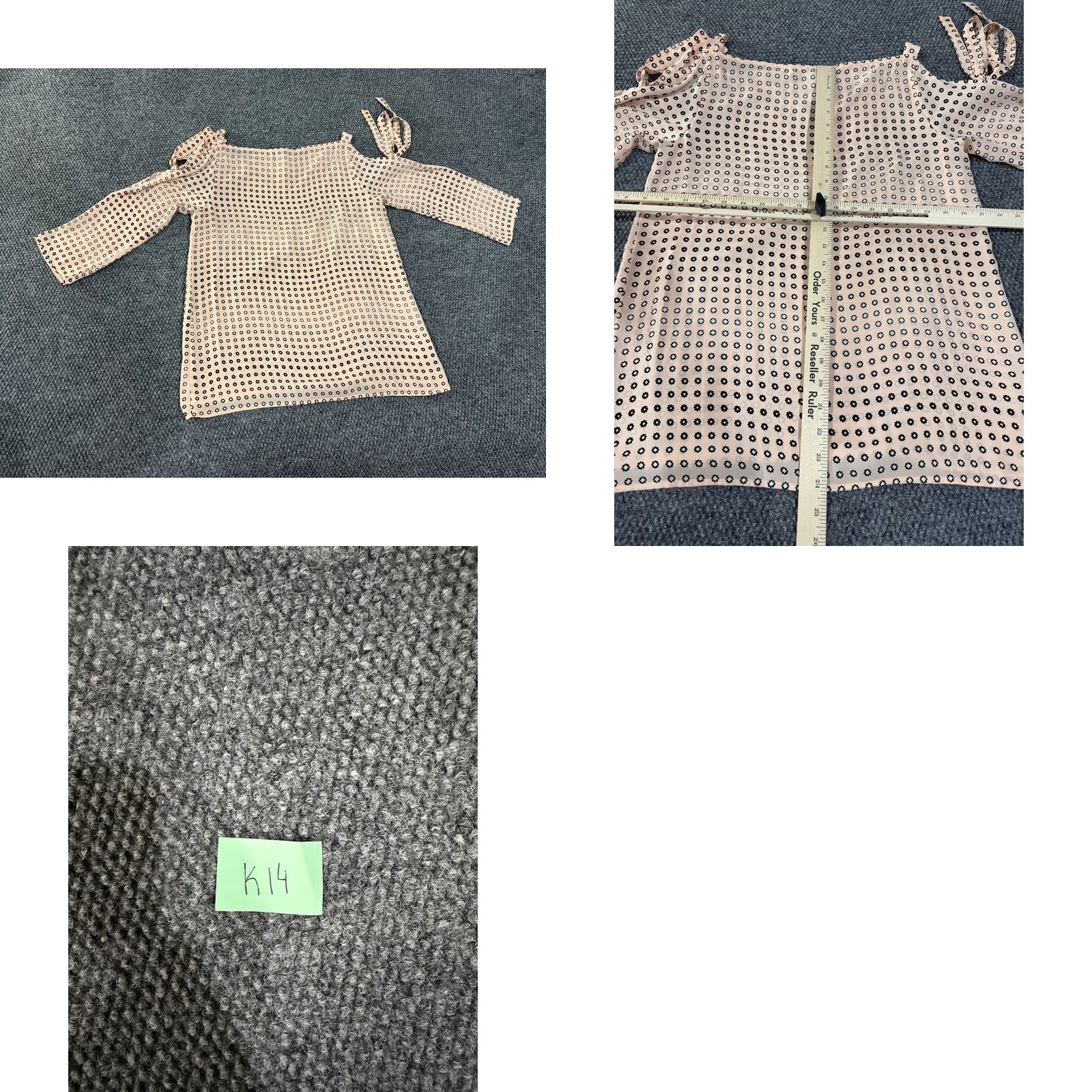 Loft LOFT Blouse Womens S Pink Black Geometric Print Tie Sleeve Long Sleeve Crew Neck Casual Pattern: Geometric Ruffle Polyester Regular All Seasons Size S / US 4 / IT 40 - 8 Thumbnail
