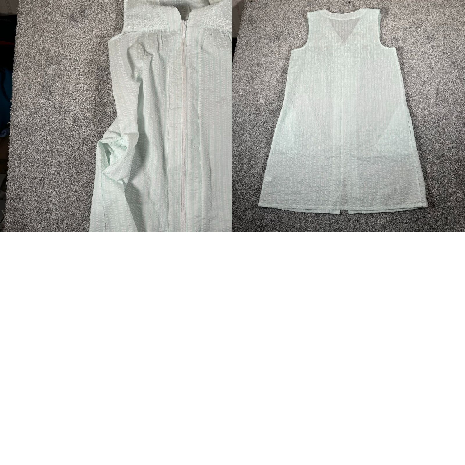 Croft & Barrow VINTAGE Croft & Barrow Gown Nightgown House Coat Seersucker Embroidered Full Zip Medium Green Women Size ONE SIZE - 9 Thumbnail