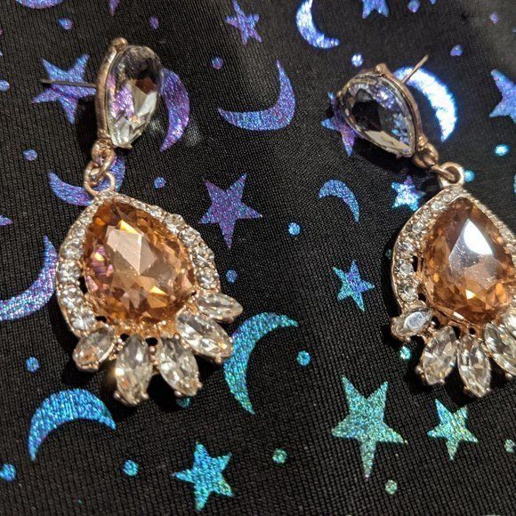 Other Elegant Glam Champagne Crystal Teardrop Earrings Size ONE SIZE - 5 Thumbnail
