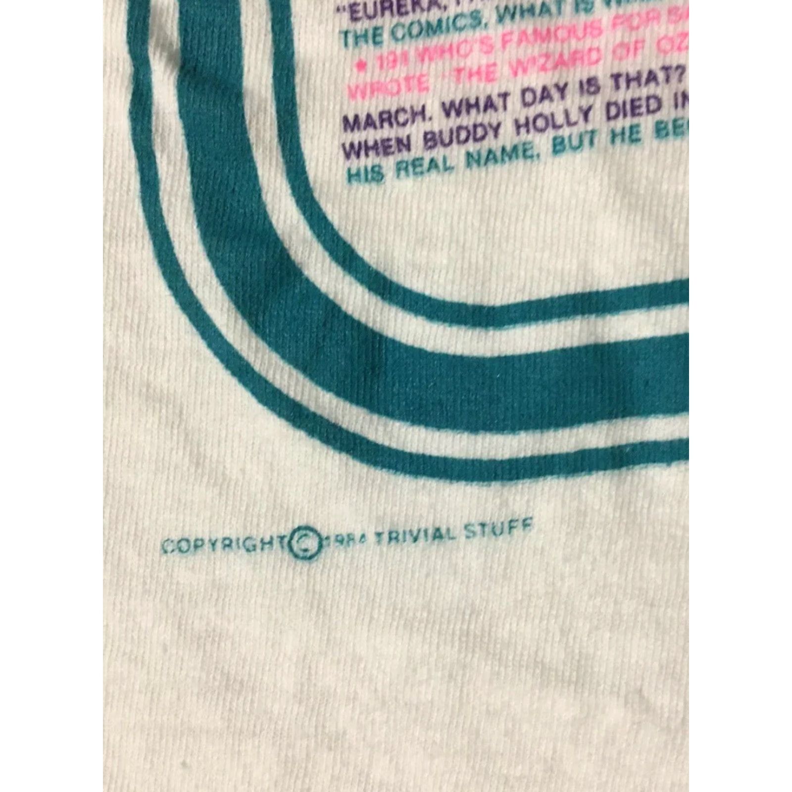 Anvil Vtg 80s Trivia Shirt S Single Stitch USA Pop Culture Funny TV Movie Jeopardy 70s Size US S / EU 44-46 / 1 - 7 Thumbnail