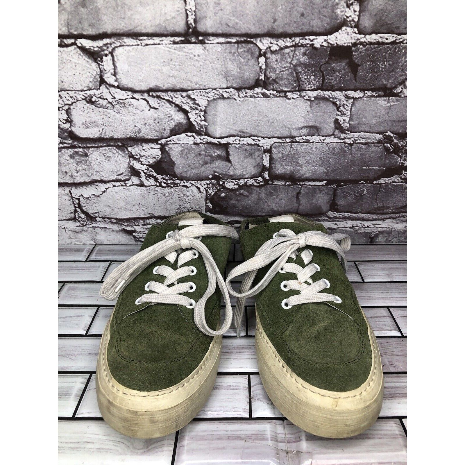 Sunnei Sunnei Green Suede Leather Slip On Lace Up Comfort Shoes Wom Size US 11 / IT 41 - 23 Thumbnail