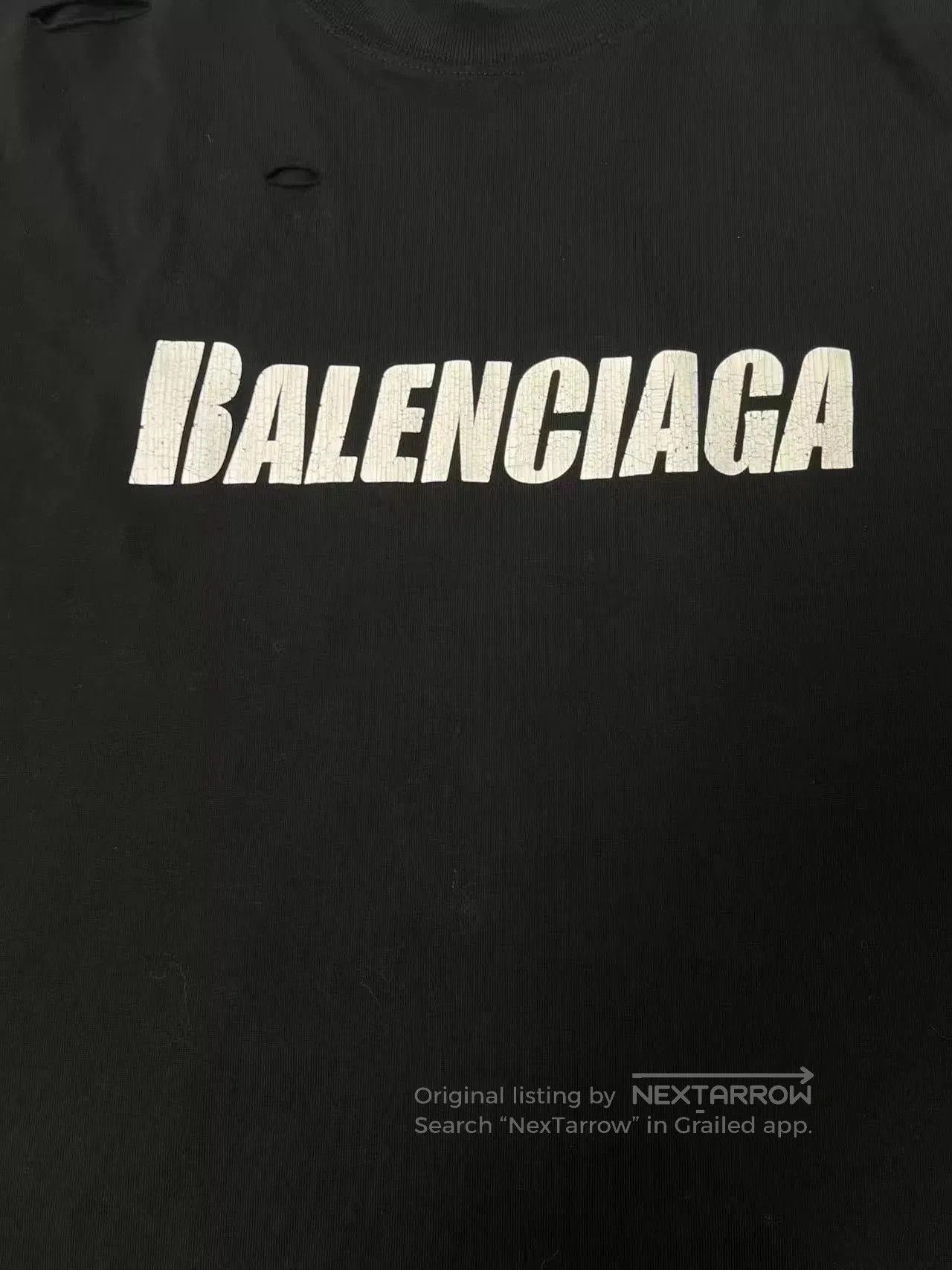 Balenciaga Balenciaga Caps Letter Print Hole Crewneck T-shirt. Size US XS / EU 42 / 0 - 3 Thumbnail