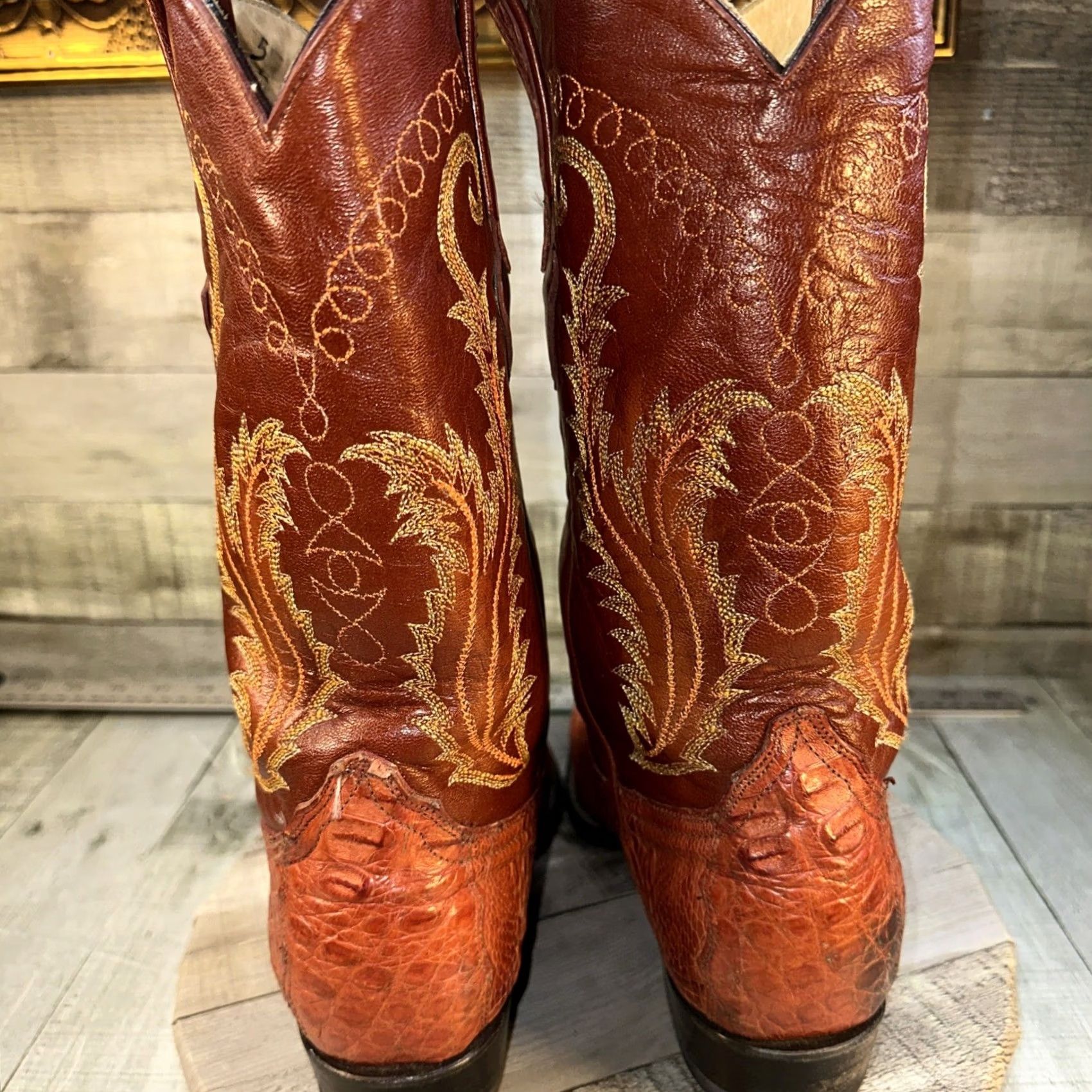 Vintage VINTAGE Cuadra Wild West Caiman Belly Cowboy Boots Men’s 8 USA Brown Leather Western USA 1904 Mens Boots Size US 8 / EU 41 - 4 Thumbnail