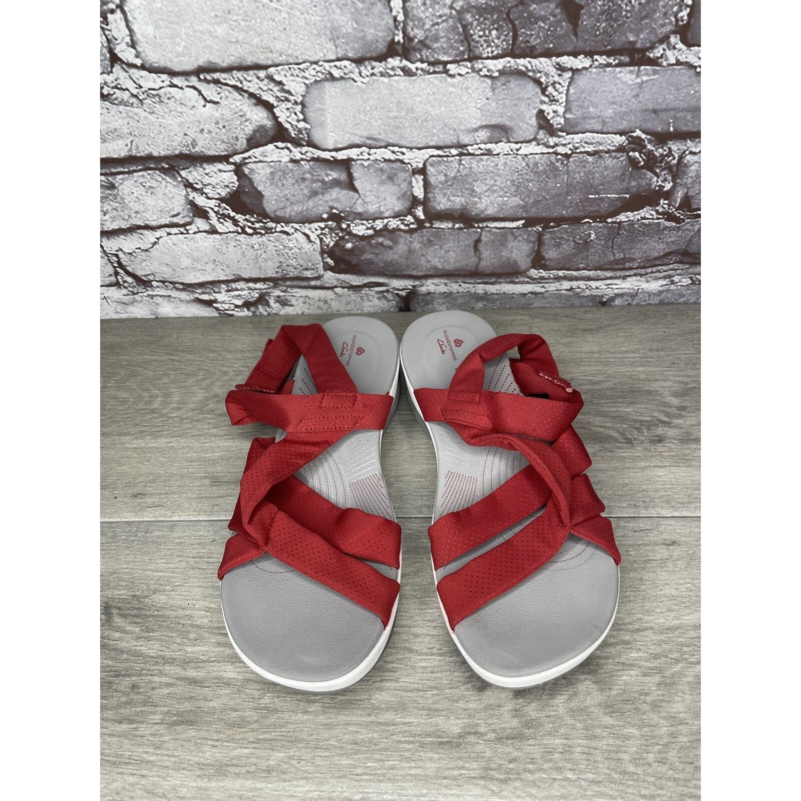 Clarks Clarks Cloud Steppers Red Fabric Strappy Wedge Comfort Sanda Size US 8 / IT 38 - 10 Thumbnail