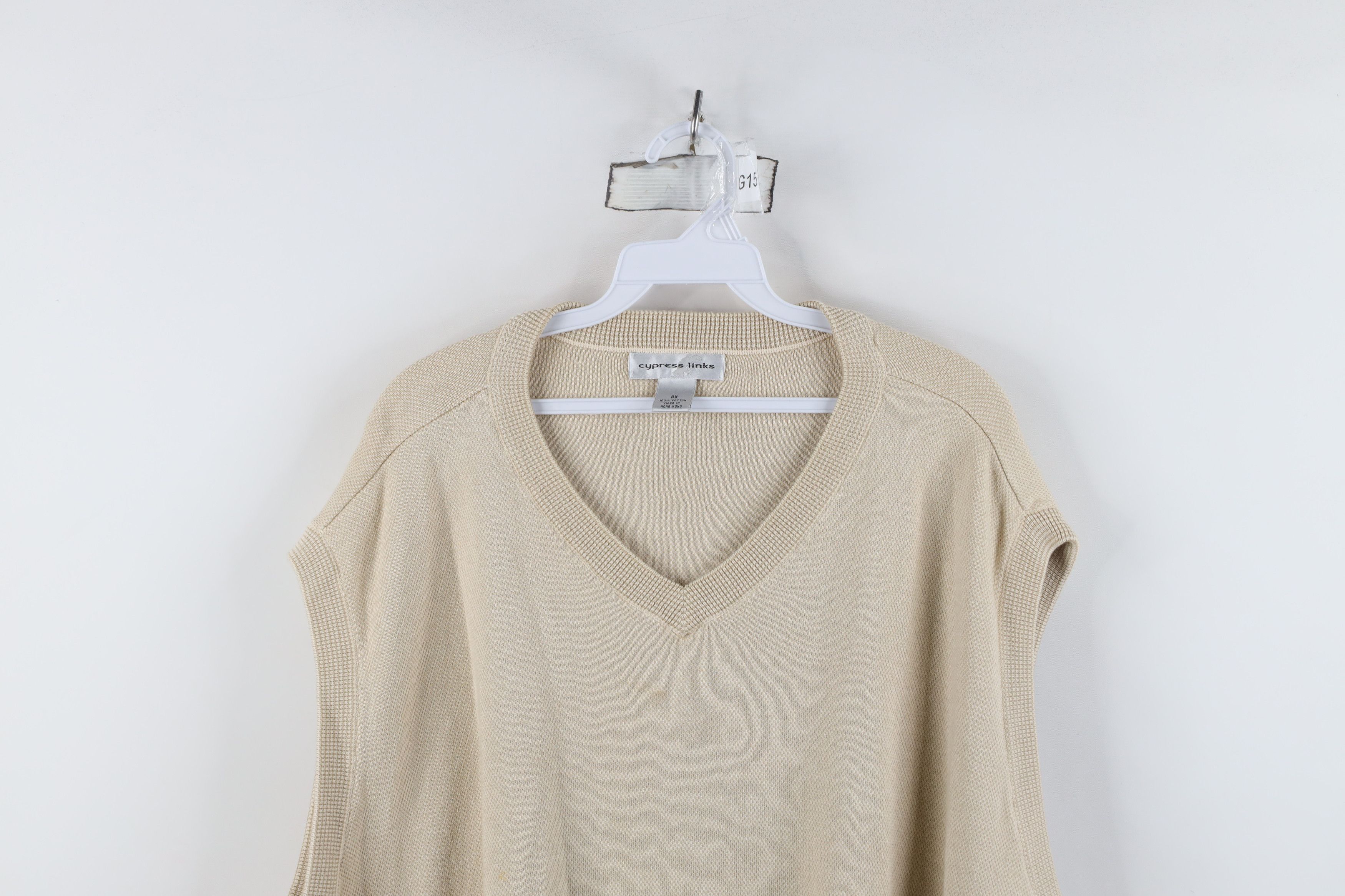 Vintage Vintage 90s Streetwear Thermal Knit Sweater Vest Beige Size US XXL / EU 58 / 5 - 2 Thumbnail