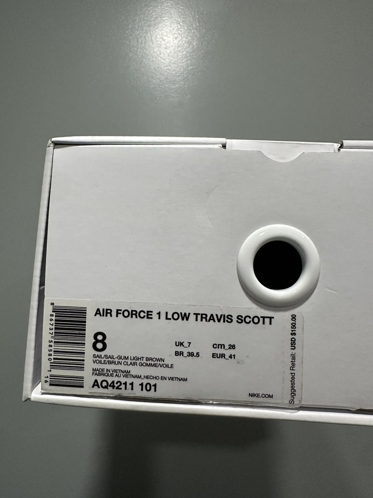 Nike × Travis Scott Travis Scott Nike Air Force 1 Sail Swooshes + Shoebox ONLY Size ONE SIZE - 3 Thumbnail