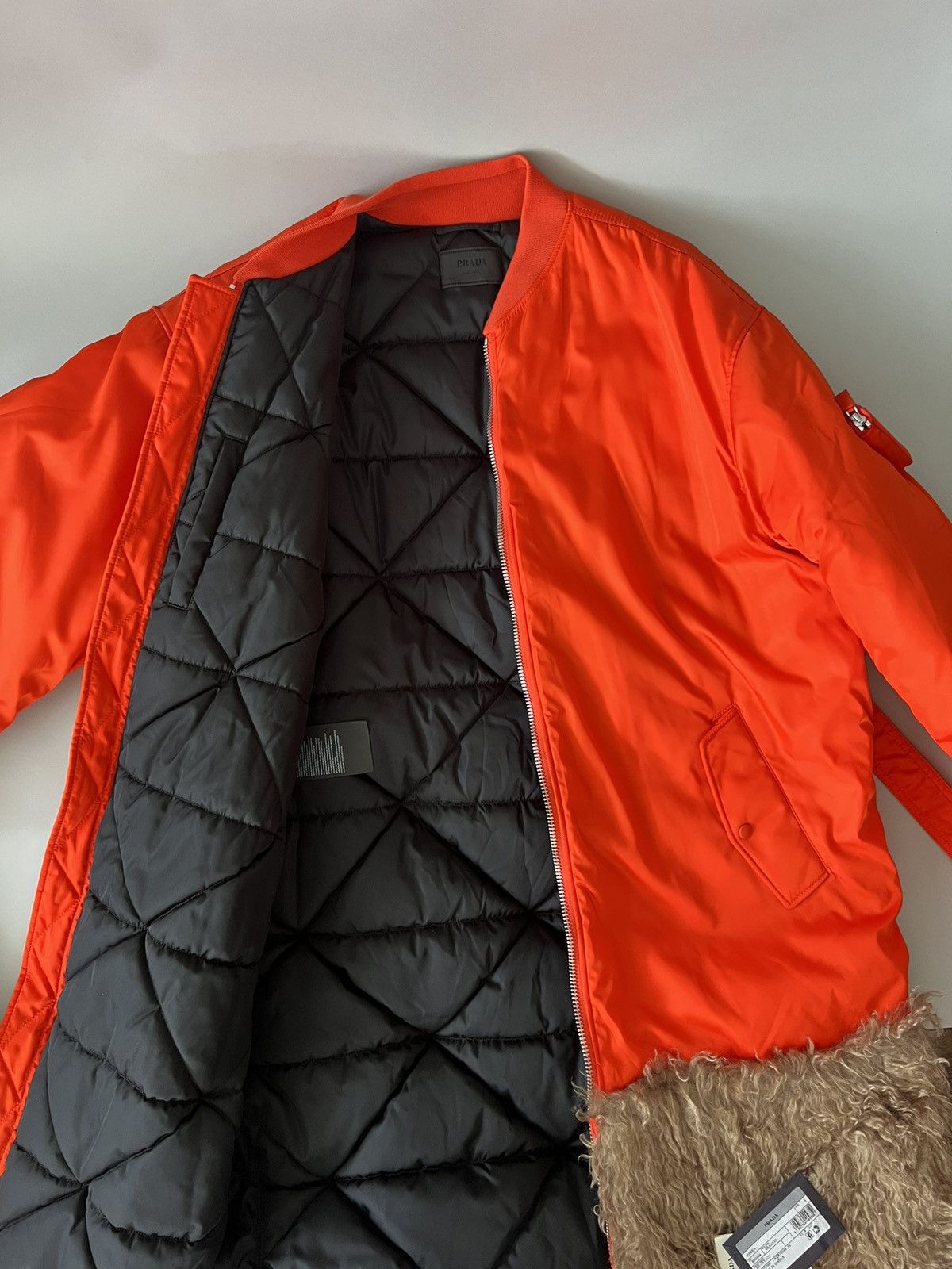 Prada $6.8k Prada Faux-fur Trim Bomber Coat In Orange Size US S / EU 44-46 / 1 - 12 Thumbnail