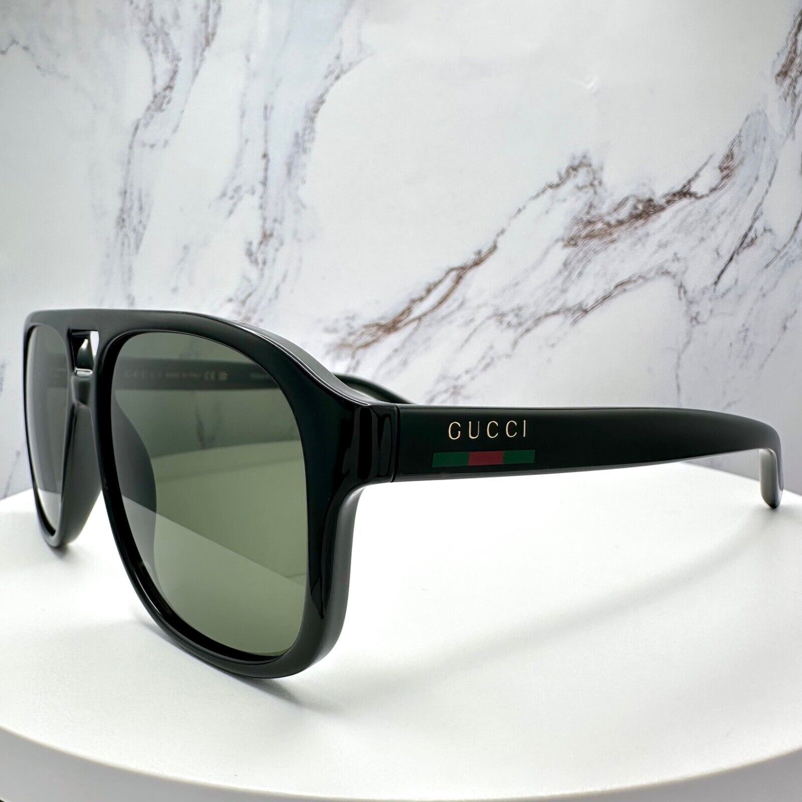 Gucci New GUCCI Sunglasses 2025 Release Black Aviator Gold Logo Size ONE SIZE - 15 Thumbnail