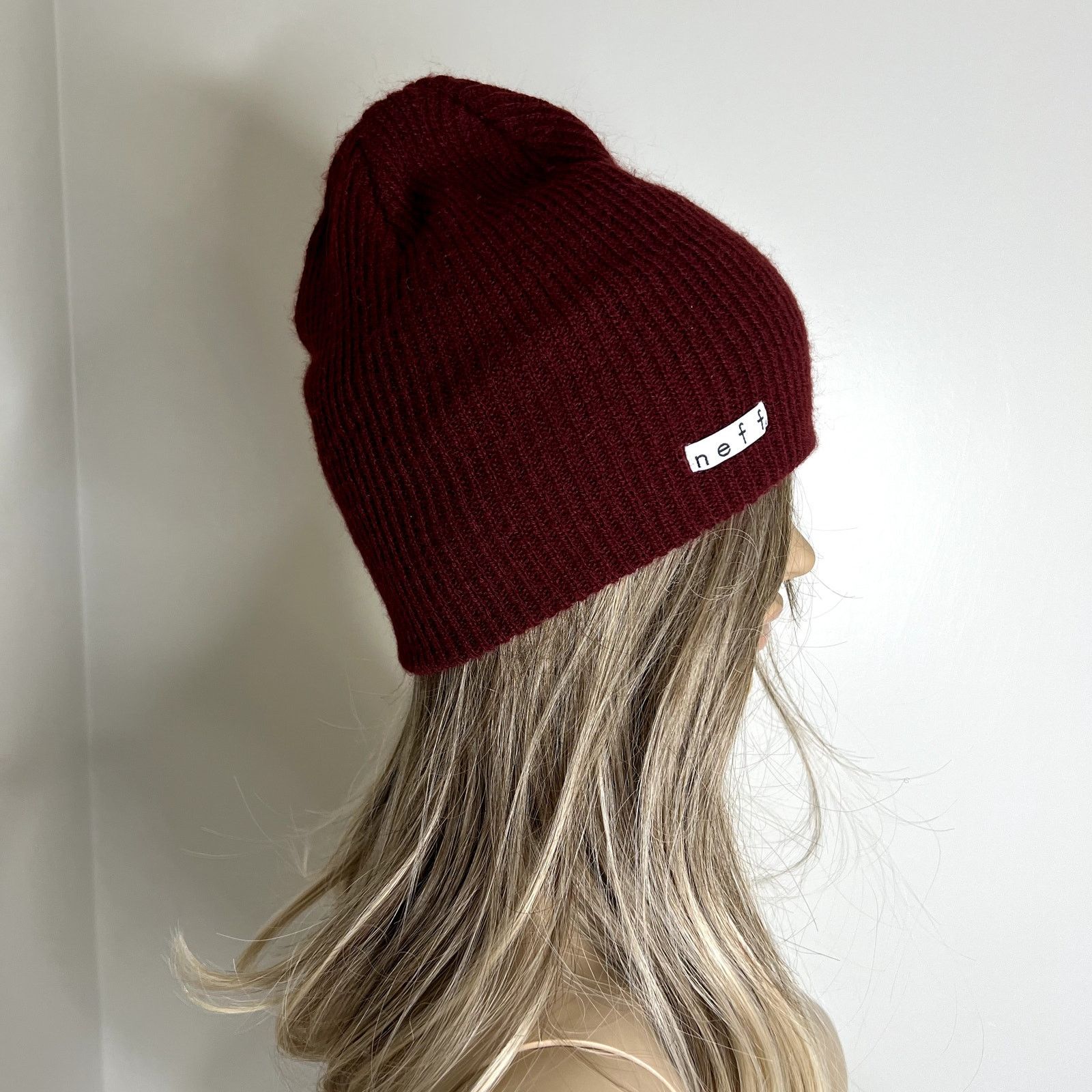 NEFF Neff Maroon Knit Beanie Hat Size ONE SIZE - 7 Thumbnail