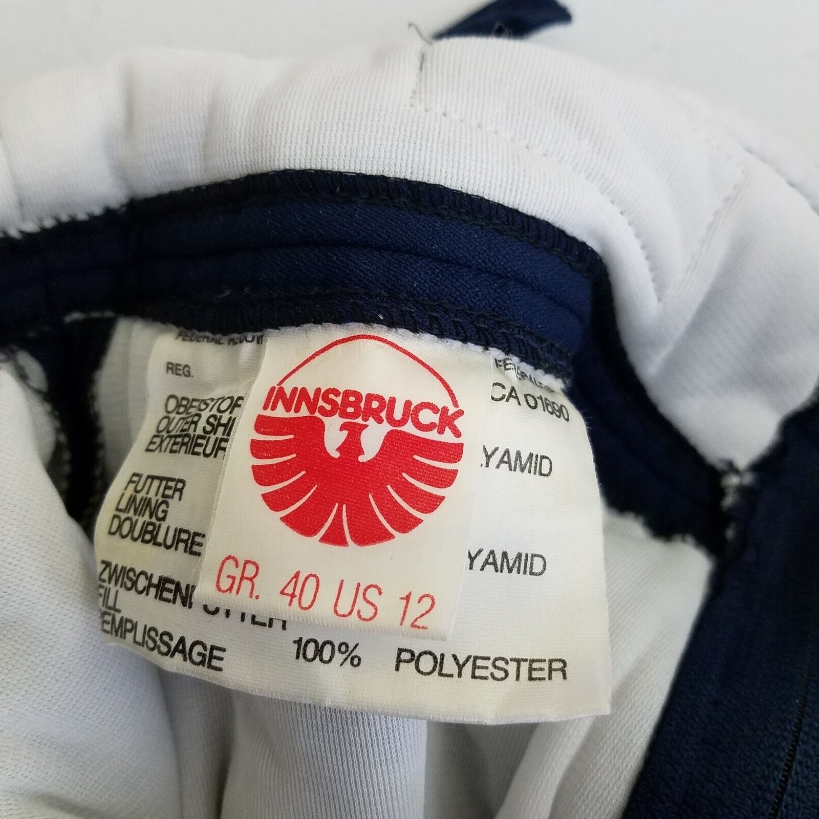 Vintage Vtg 70s Innsbruck Quilted Bib Ski Pants Salopettes 12 Navy Size 34" / US 12 / IT 48 - 8 Thumbnail