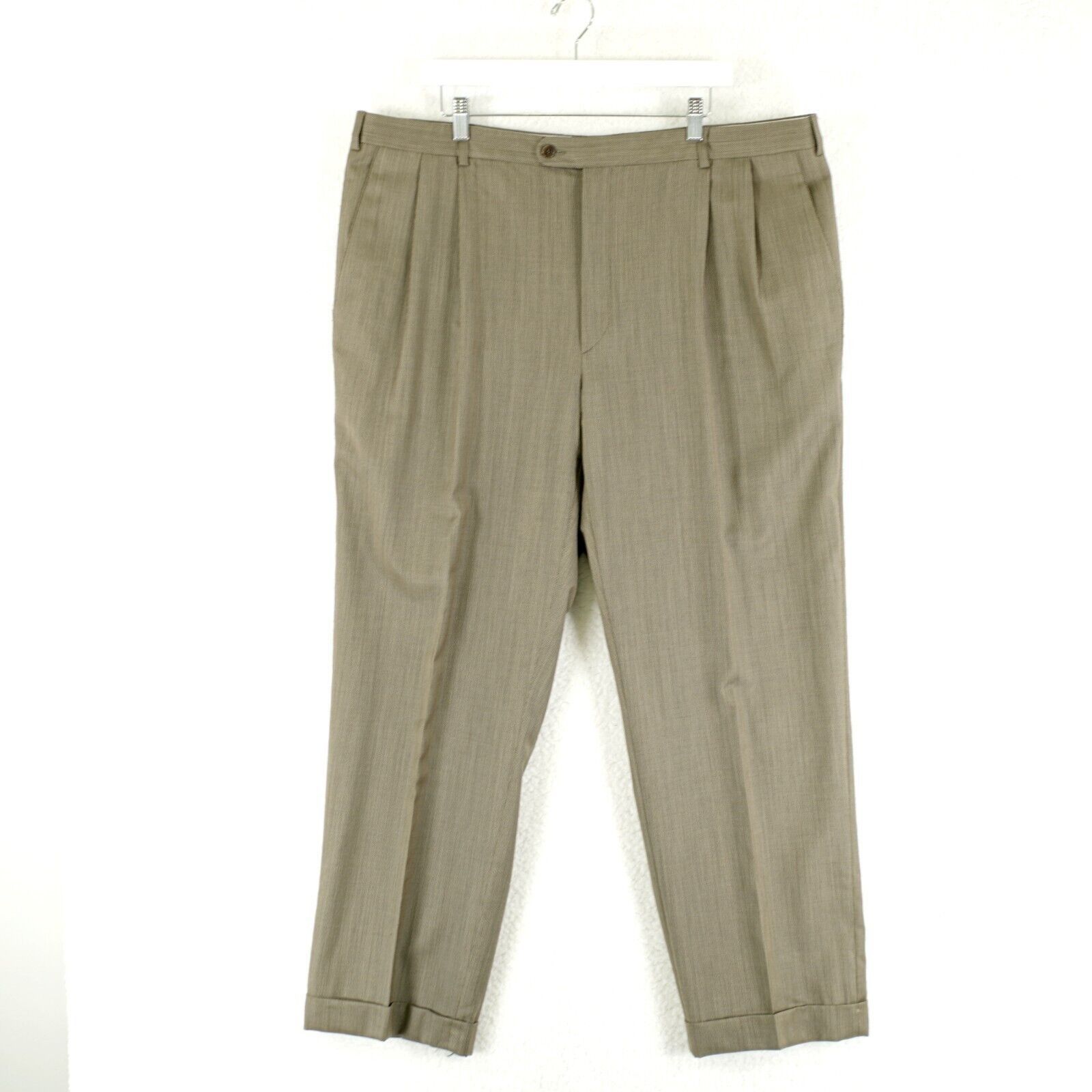 Zanella Zanella Bennett Nordstrom Beige Textured Wool Check Pleated Size 42R - 1 Thumbnail