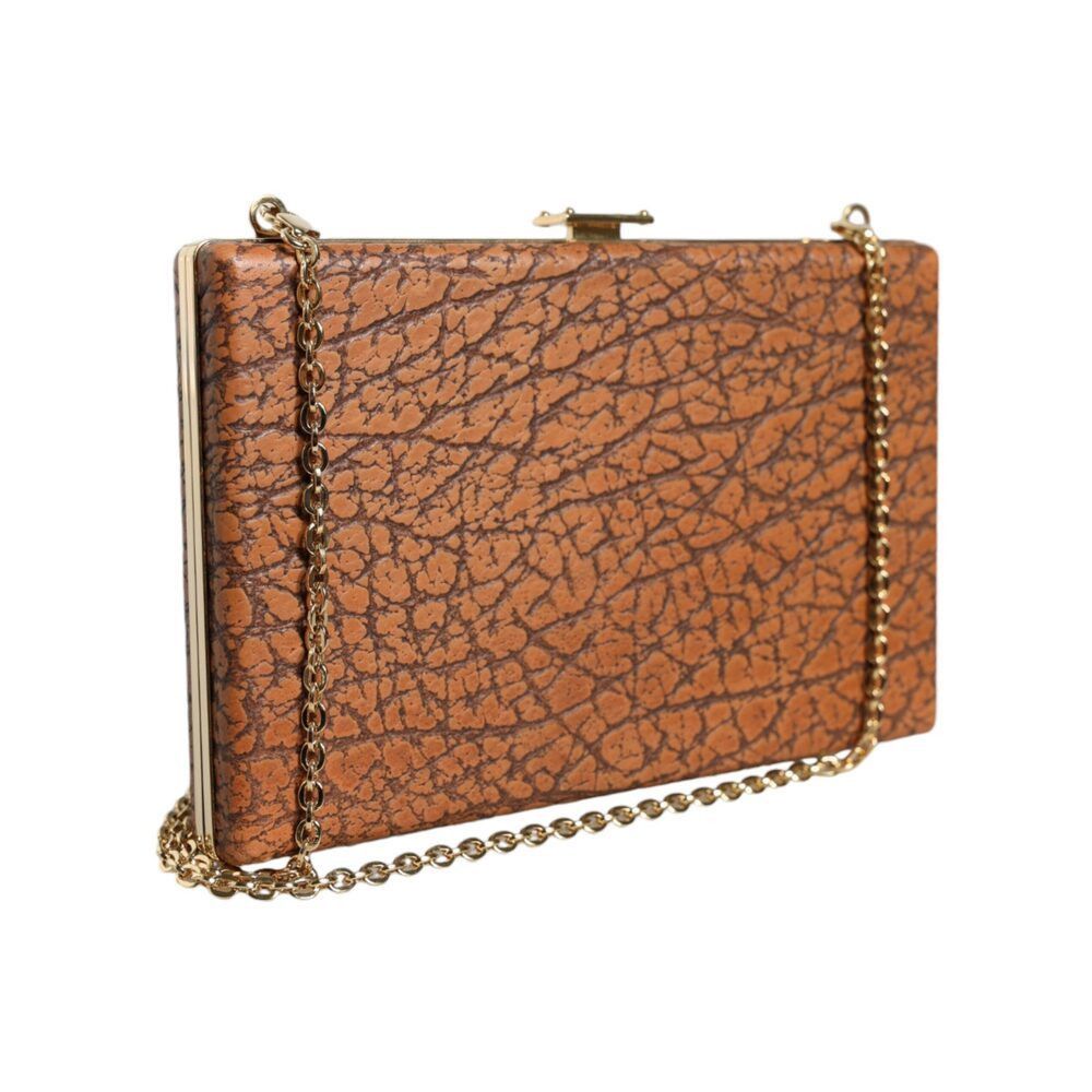 Dolce & Gabbana Dolce & Gabbana Brown Leather Gold Frame Clutch Mini Crossbo Size ONE SIZE - 3 Thumbnail