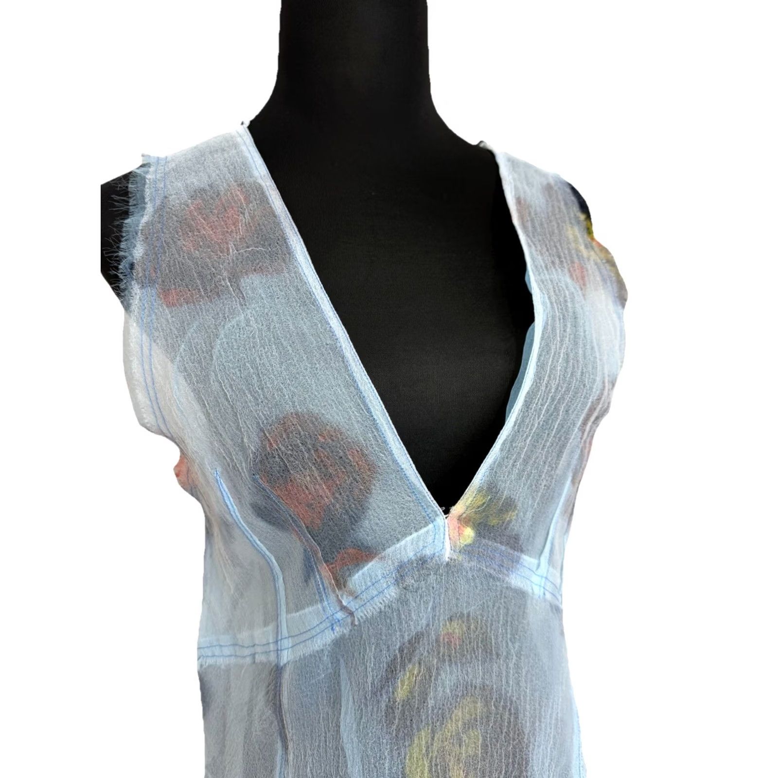 Zara Nwt Zara Dress Midi Short Sleeve No Pattern V Neck Blue Knit Midi Dress Size M - Zara Women MIDI Dress Blue/Multi 90s/Event/Party Womens Size 32" / US 10 / IT 46 - 5 Thumbnail