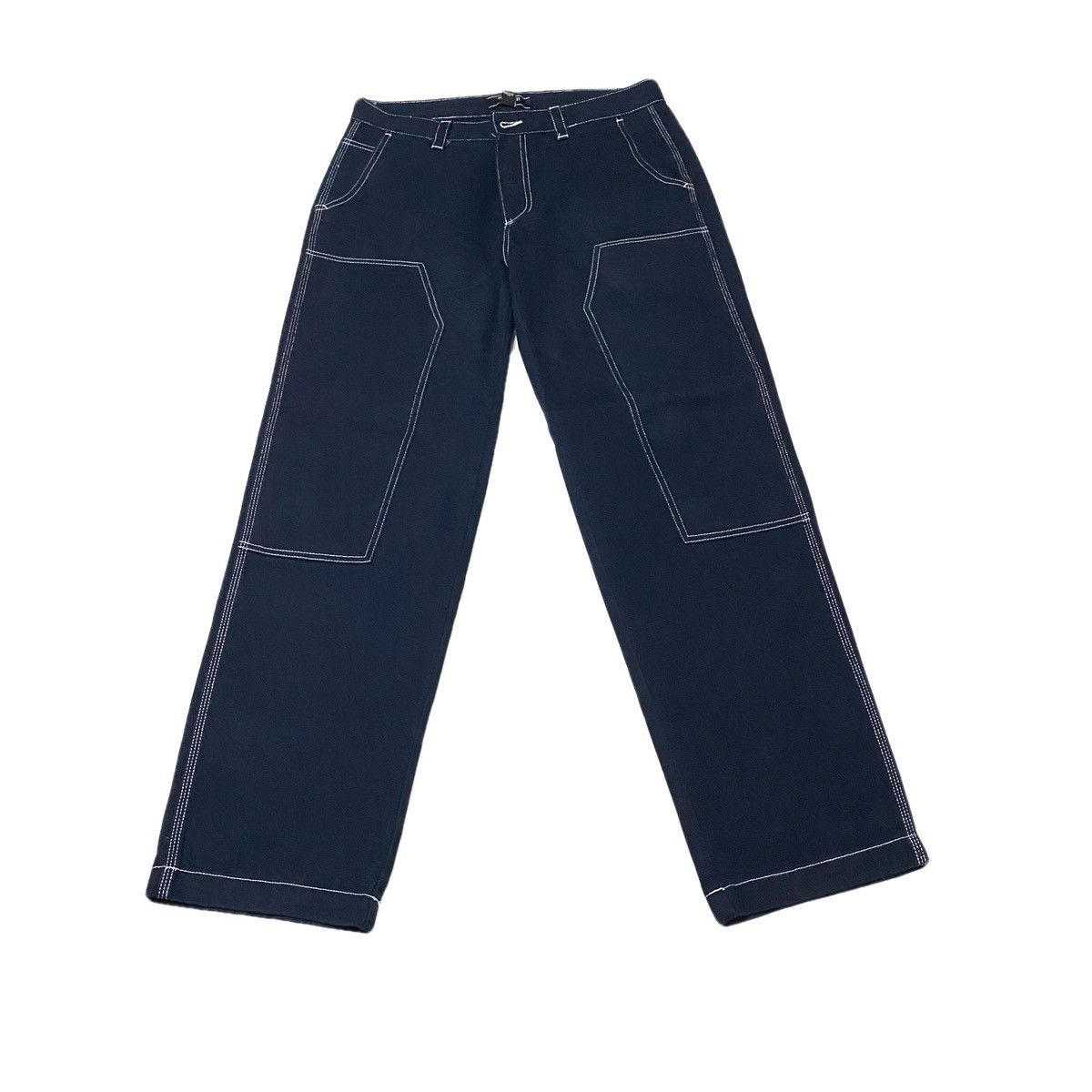 Forever 21 Dark Blue Contrast Stitch Carpenter Pants Size US 33 - 1 Thumbnail