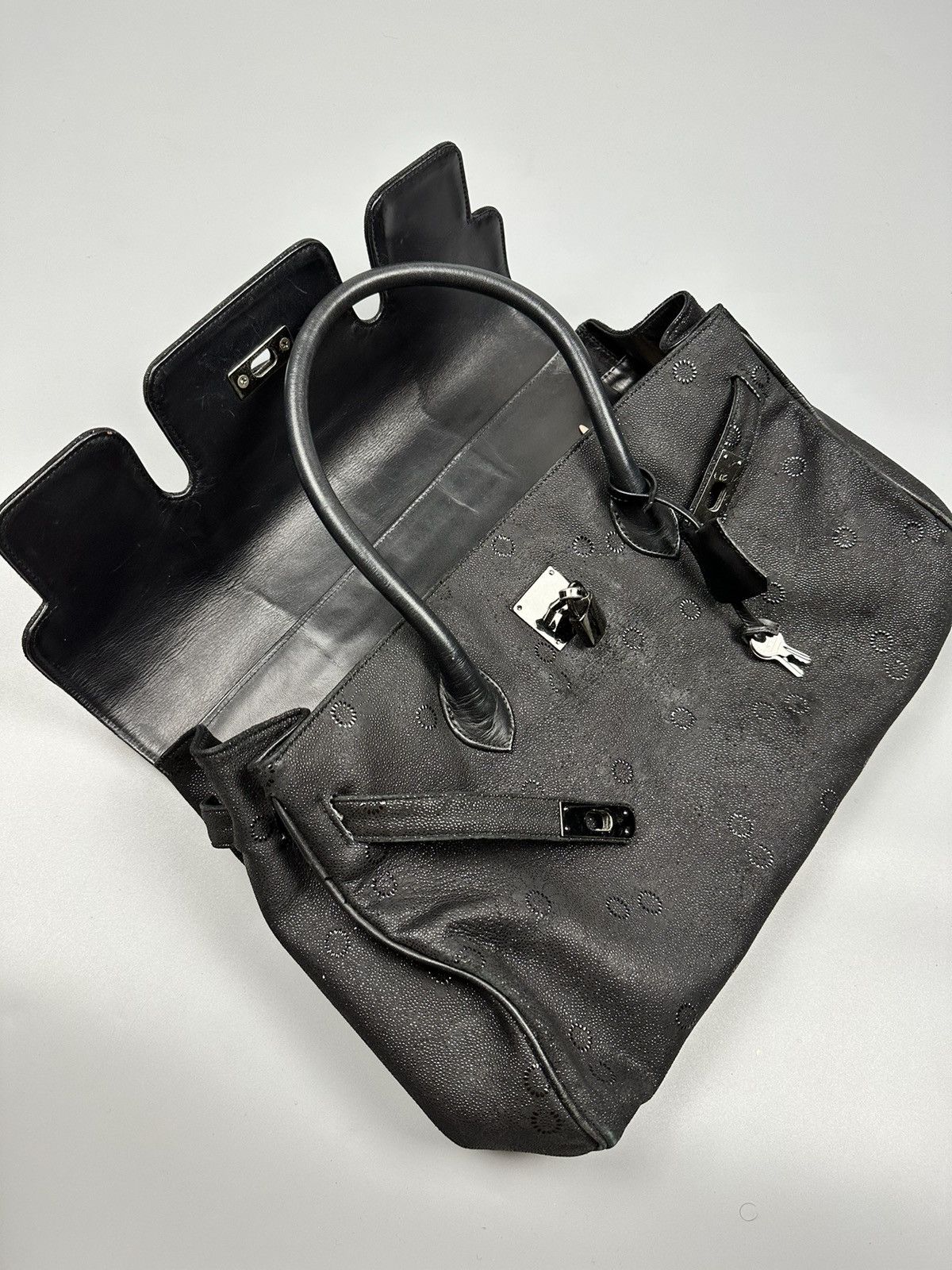 Handmade × If Six Was Nine 🔥Sick🔥Hermes Birkin Inspired Black Suede Leather Handle Bag Size ONE SIZE - 15 Thumbnail