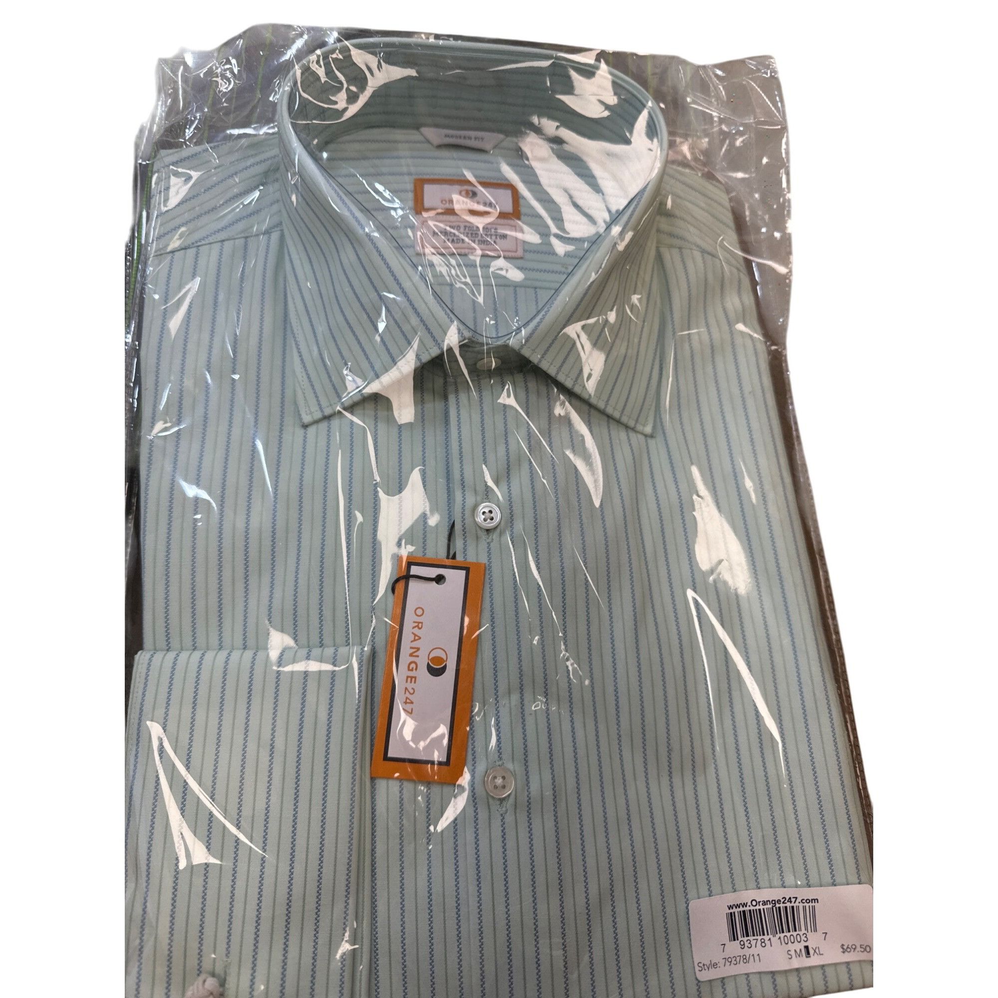 Designer Orange247 Mens Long Sleeve Button Down Pinstriped Shirts Set Size US L / EU 52-54 / 3 - 3 Thumbnail