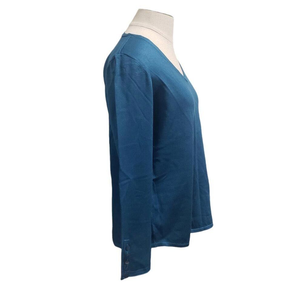 Designer Blue Ladies V-neck Long Sleeve Sweater L Size L / US 10 / IT 46 - 3 Thumbnail