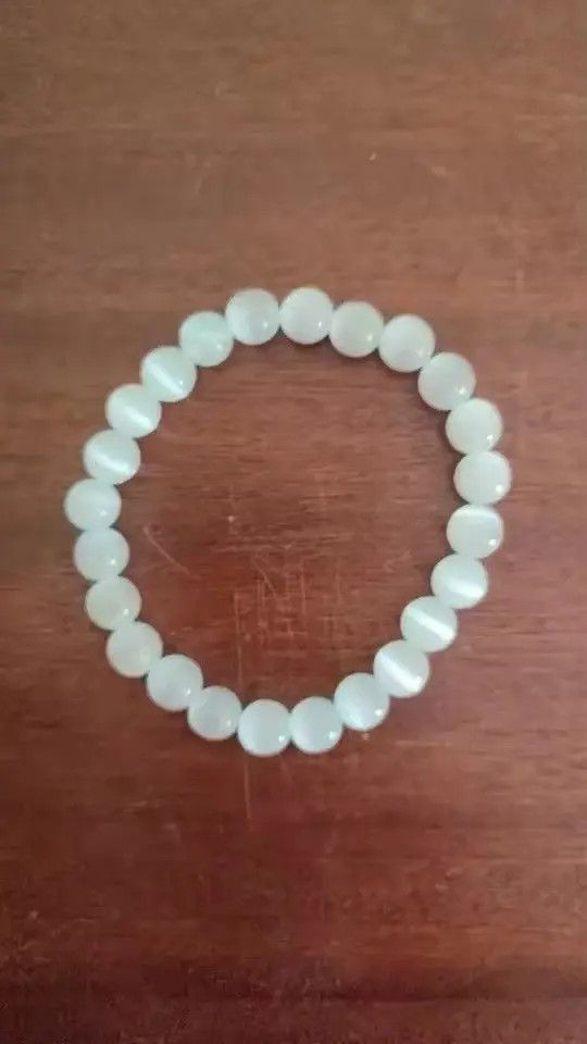 Jewelry 8 Mm White Cat Eyes Bracelet Size ONE SIZE - 6 Thumbnail