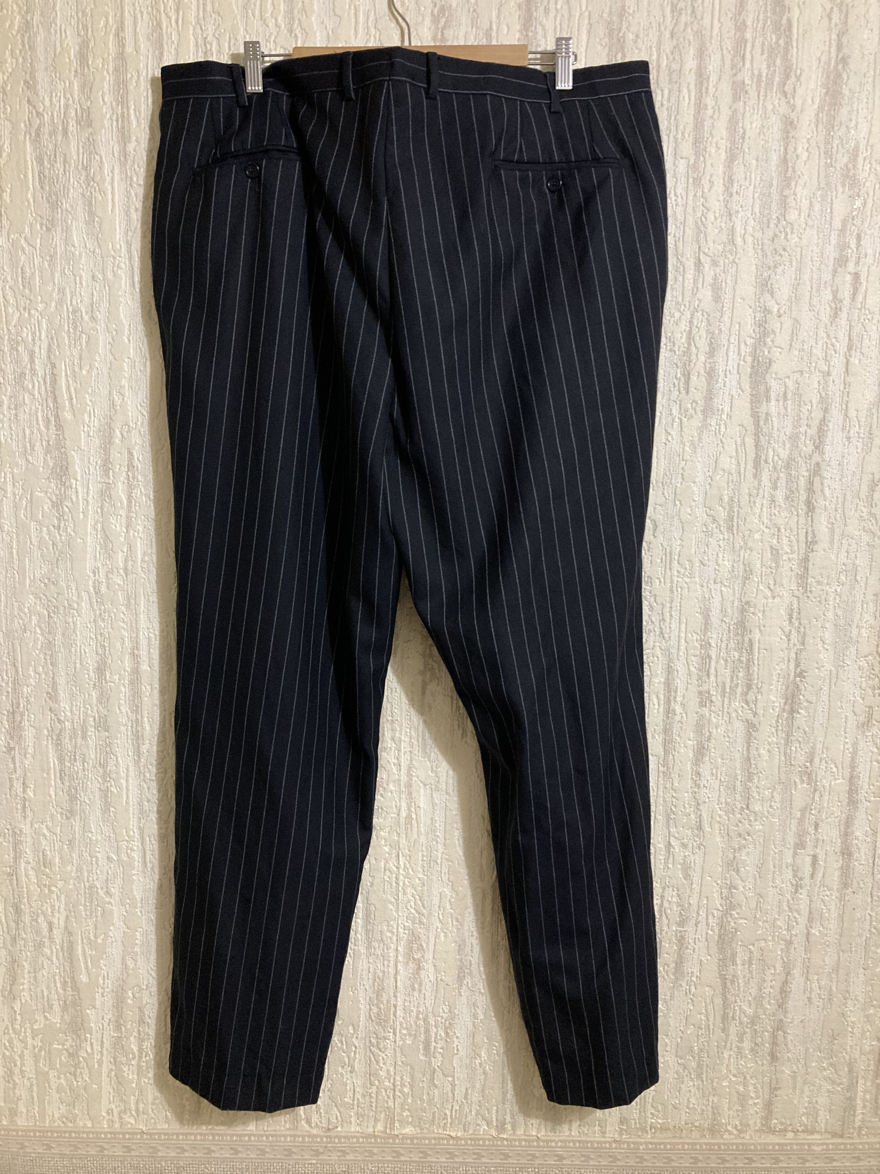 Aquascutum Aquascutum Black Bold Chalkstripe Pinstripe Wool Suit Pants Size US 38 / EU 54 - 2 Thumbnail