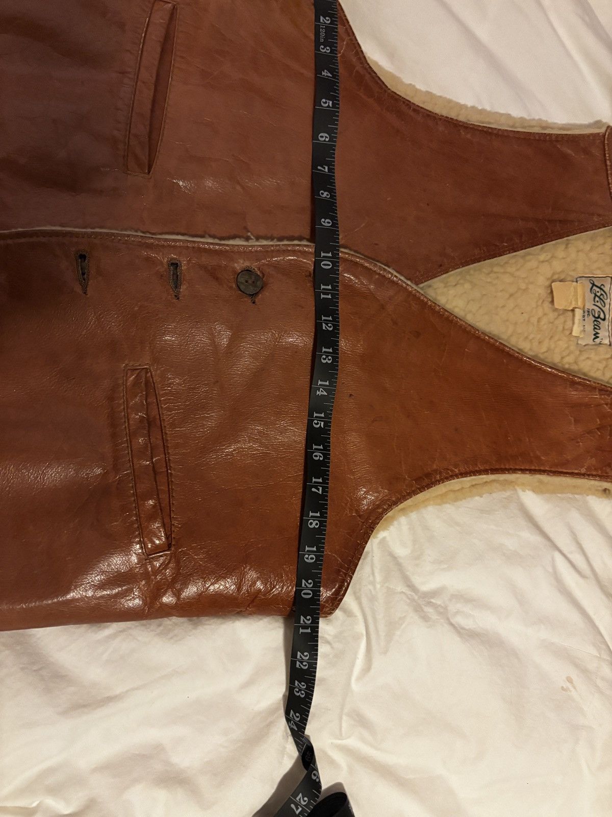 L.L. Bean Vintage LL Bean Leather Vest Shearling Lined Size US XS / EU 42 / 0 - 2 Thumbnail